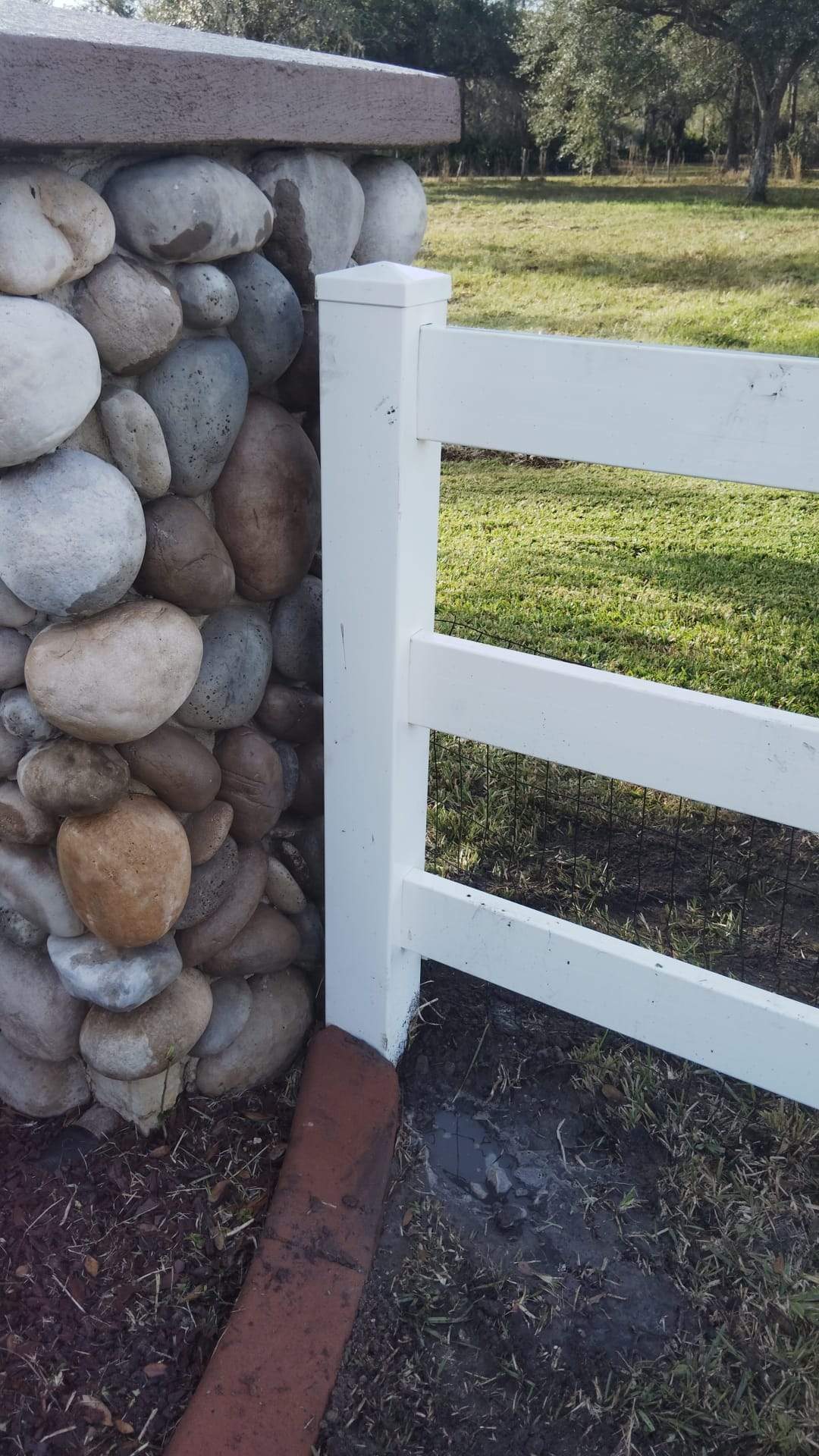 White Vinyl Farm Fence Repair in Arcadia by True Fence LLC