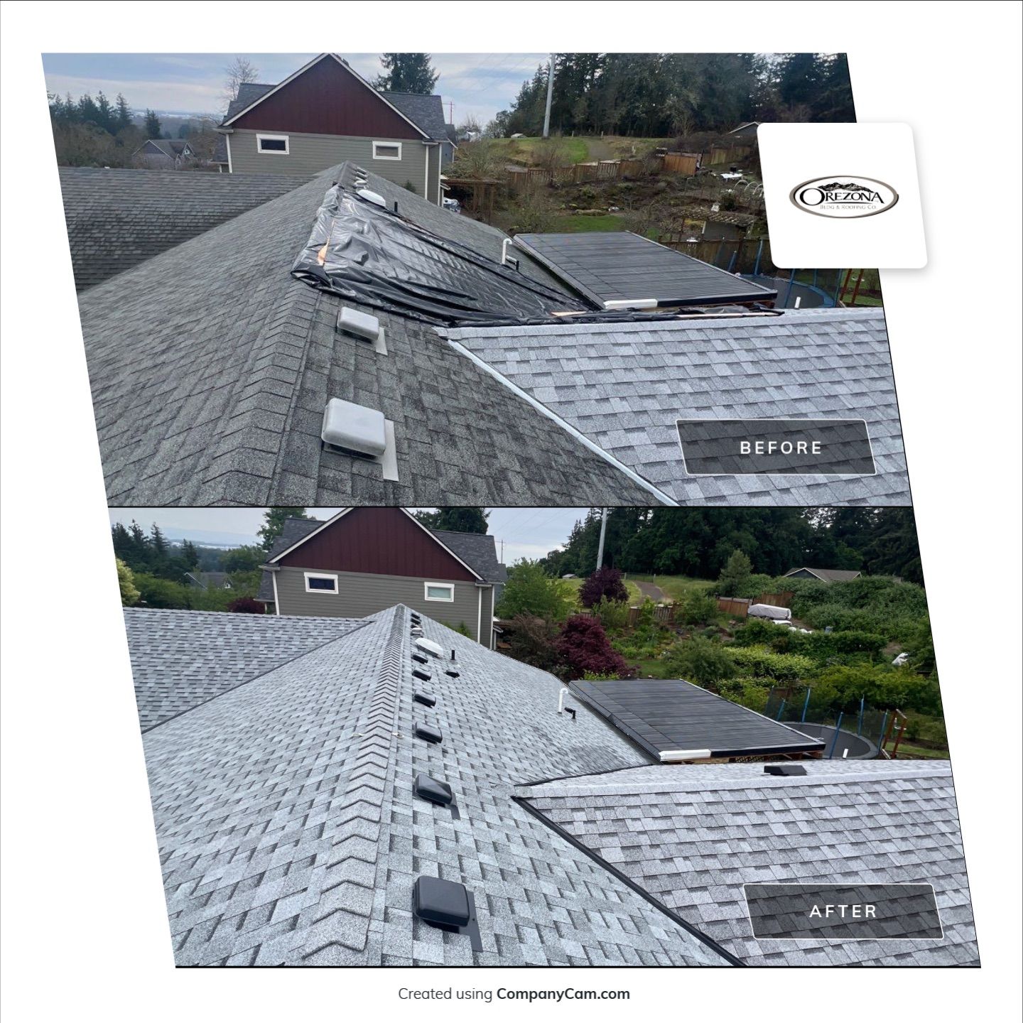 Residential Roofing Installation using IKO Cambridge (Color: Dual Grey) by Orezona Building & Roofing Company, Inc.