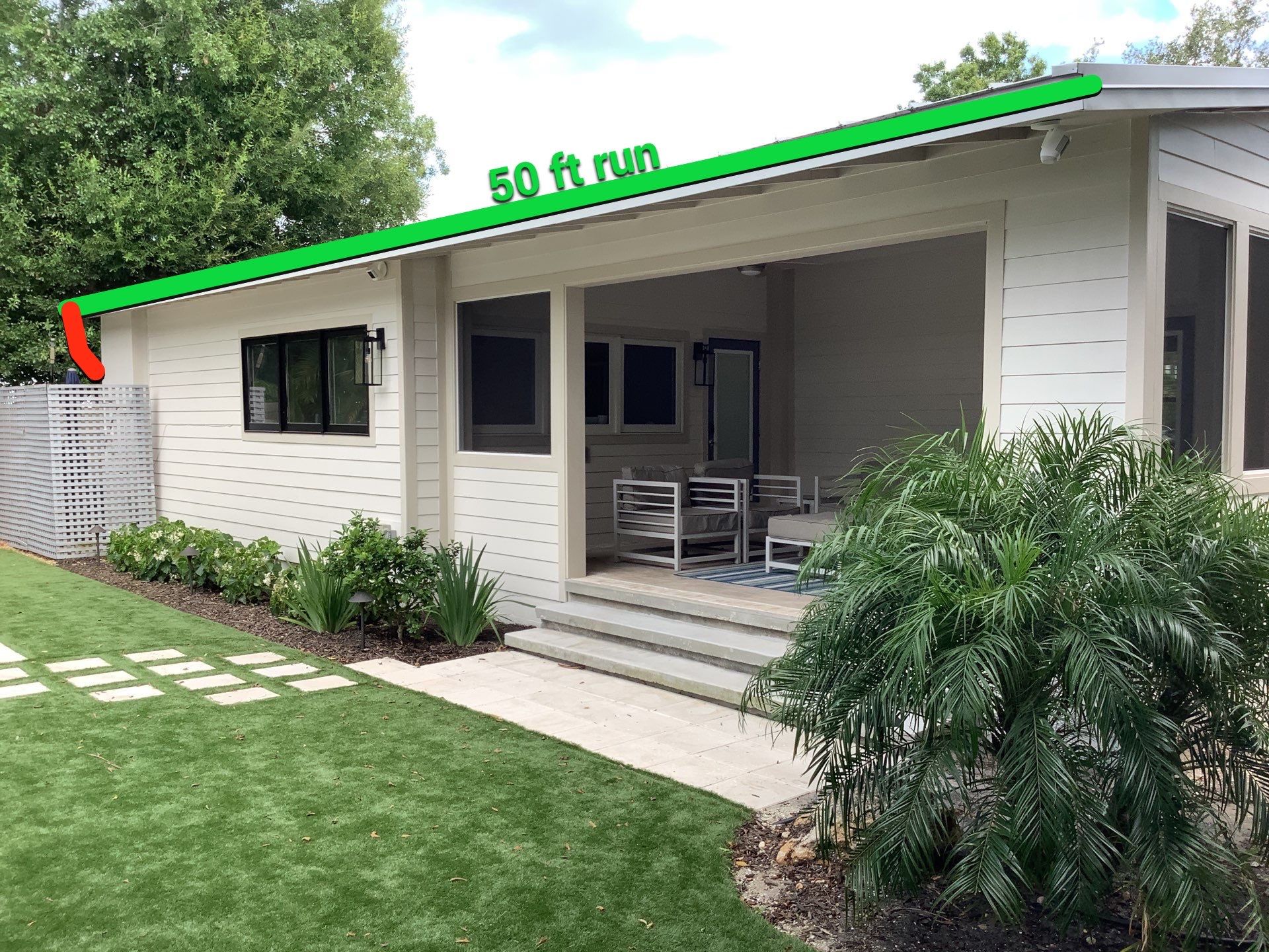 Aluminum Seamless Gutters using 3X4 Elbow Downspout in Sarasota FL by Gutter Professors