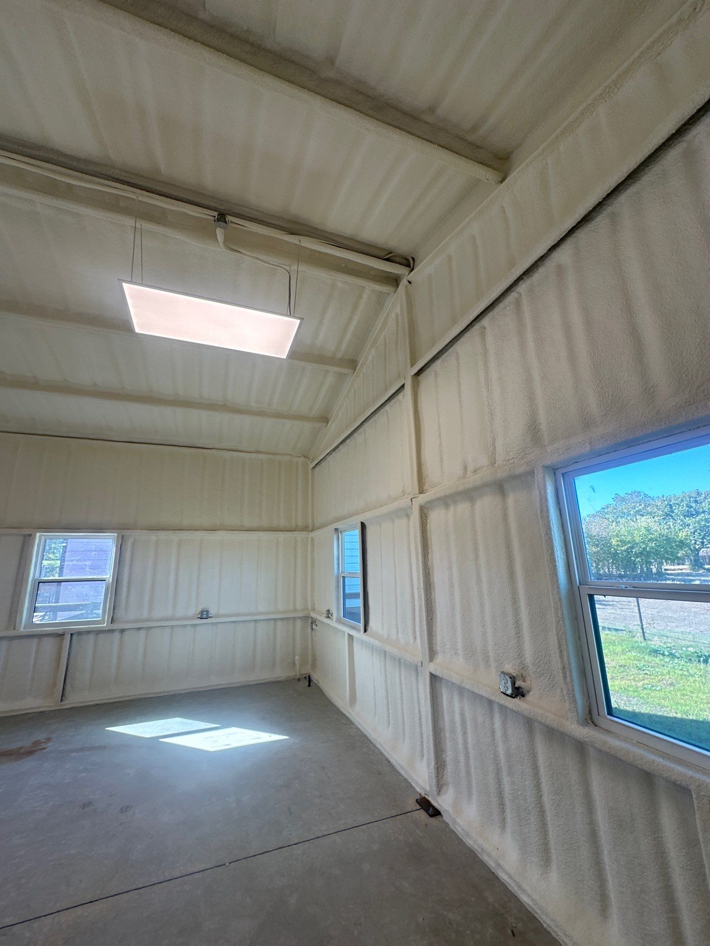 2" close cell foam on this new shop Sanger Tx  by Apex Insulation Solutions