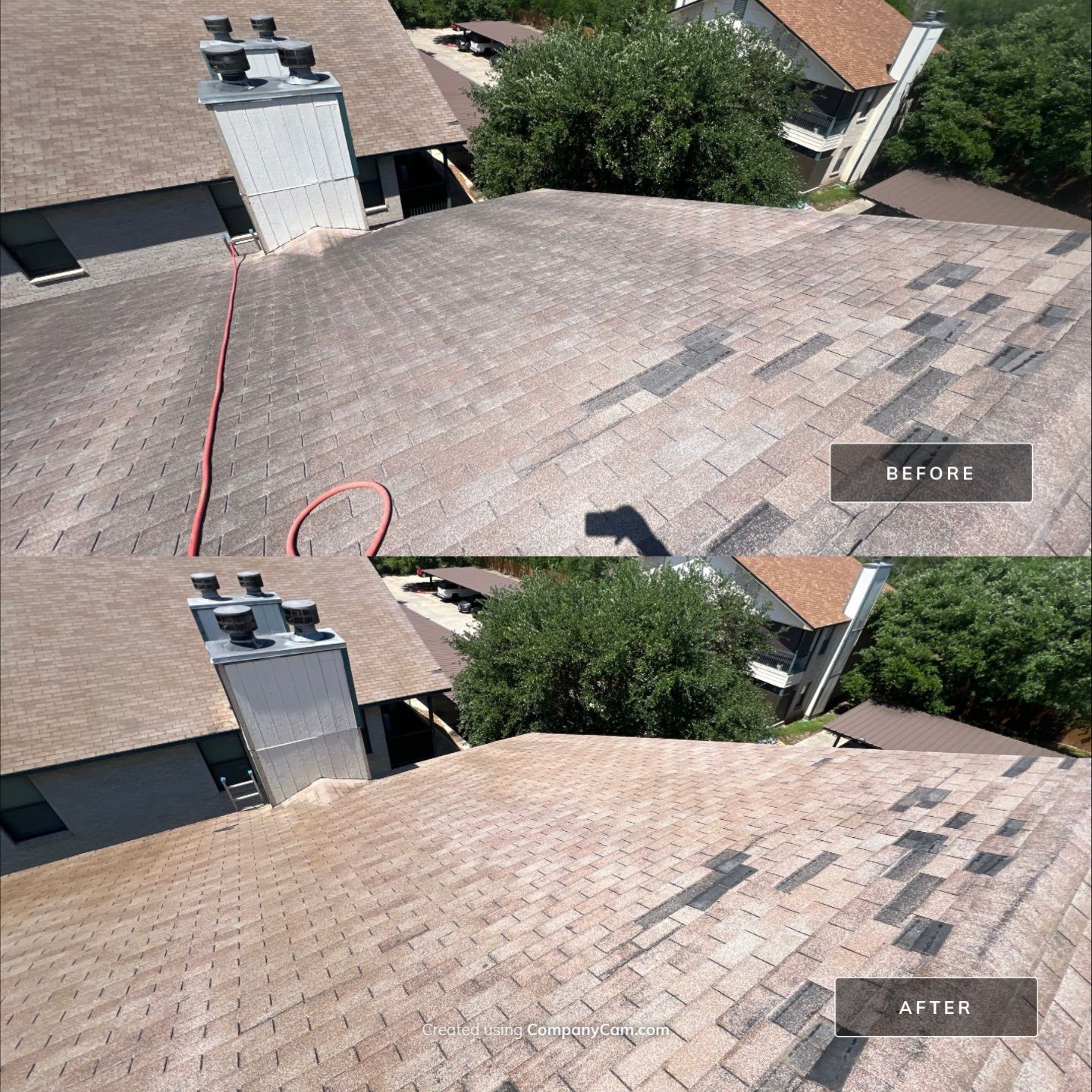Shingle Roof Washing Project in San Antonio by Bright Choice