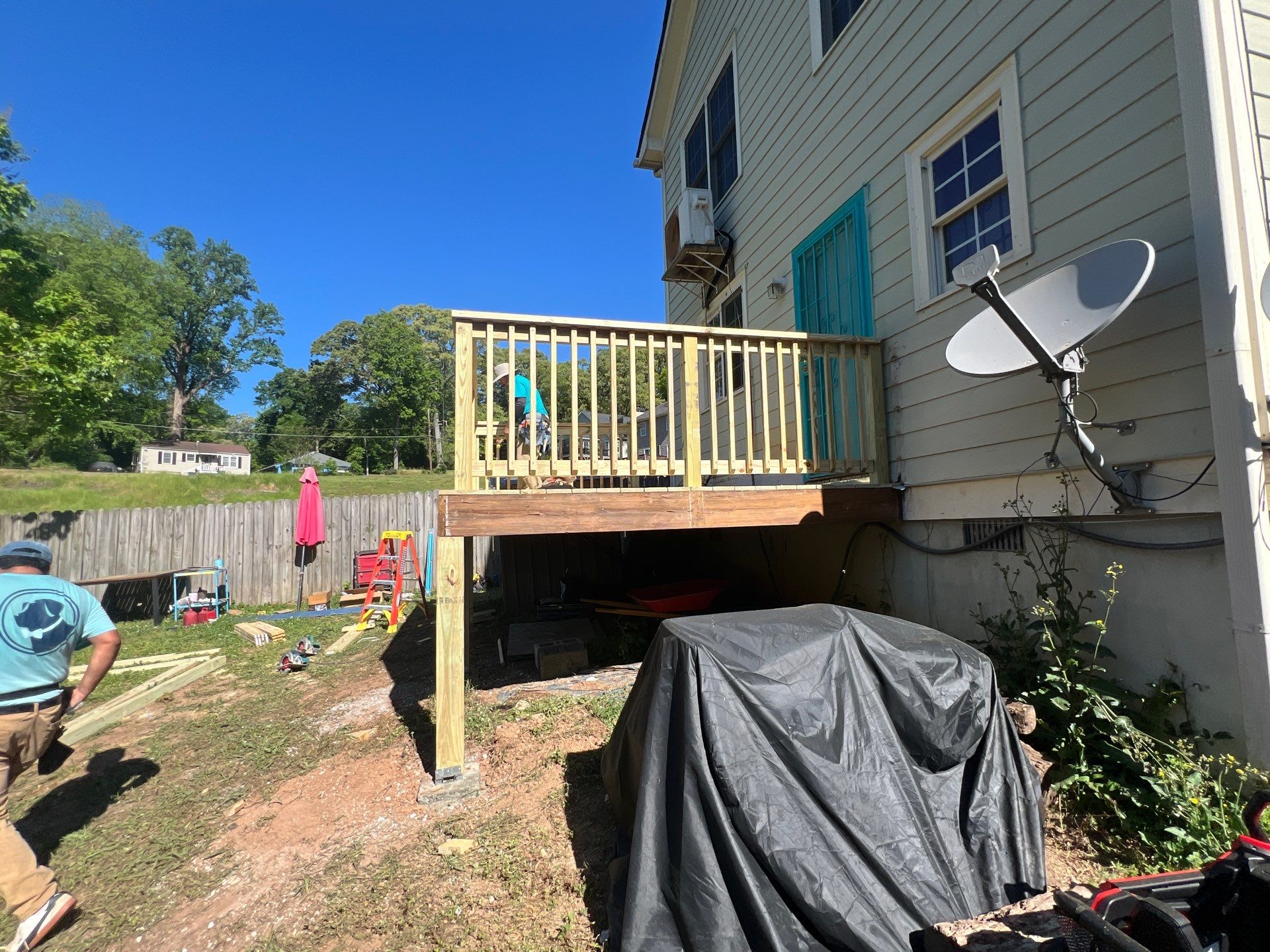 Pressure-Treated Wood Deck and Staircase Replacement in Atlanta by Swift Home Renovations