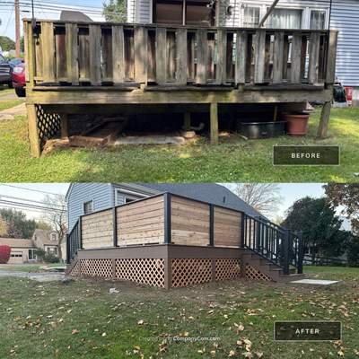 Deck Replacement with Trex Lineage Jasper, Custom Railings and Trex colored fascia