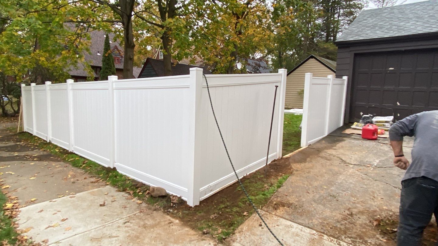 Fence Installation using Vinyl Fence  by A Plus Exterior
