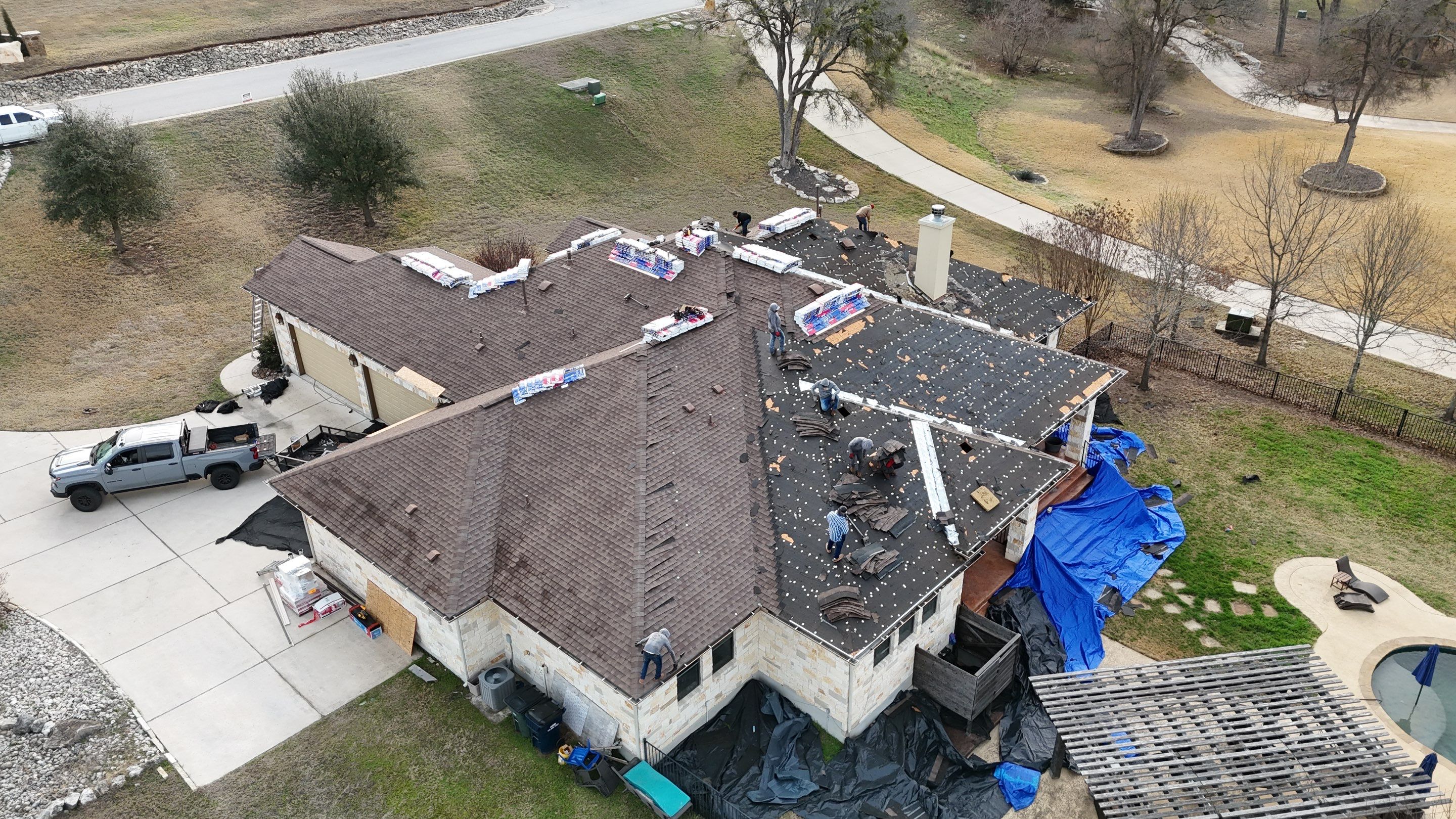 Residential Roof Replacement using GAF - HDZ - Barkwood by Action Exteriors Austin