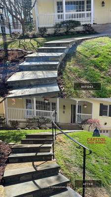 Modern Exterior Steel Handrails – Residential Entrance – Bethesda, MD by Capitol Iron Works