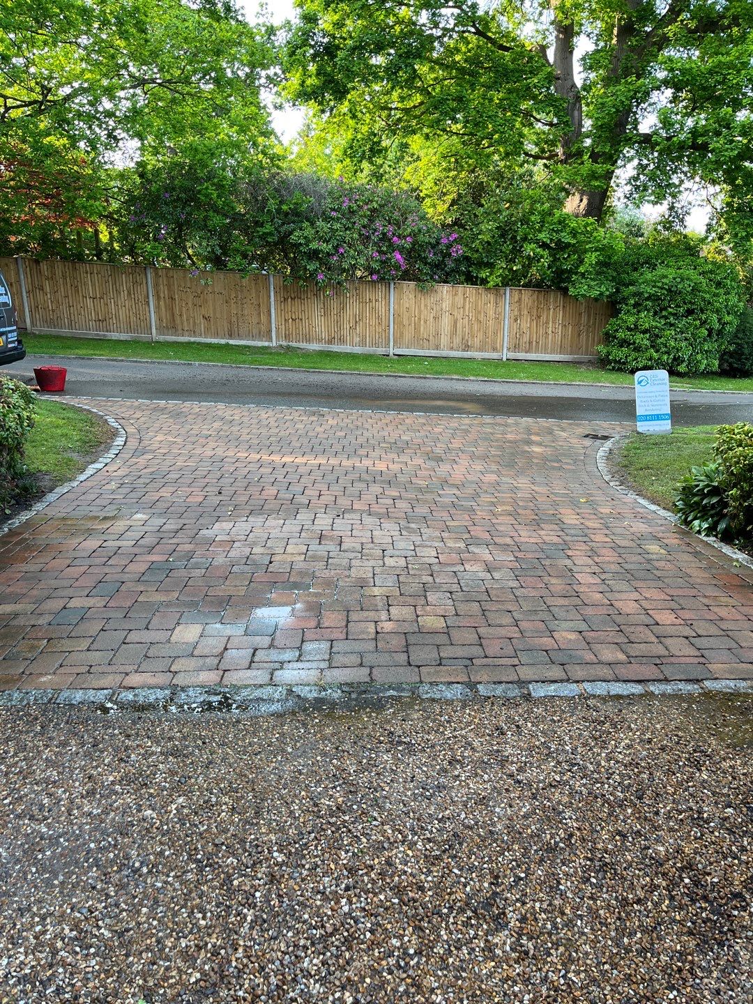 Driveway and stonework cleaning. using honda 21 ltr/min by Ges Exterior Cleaning ltd