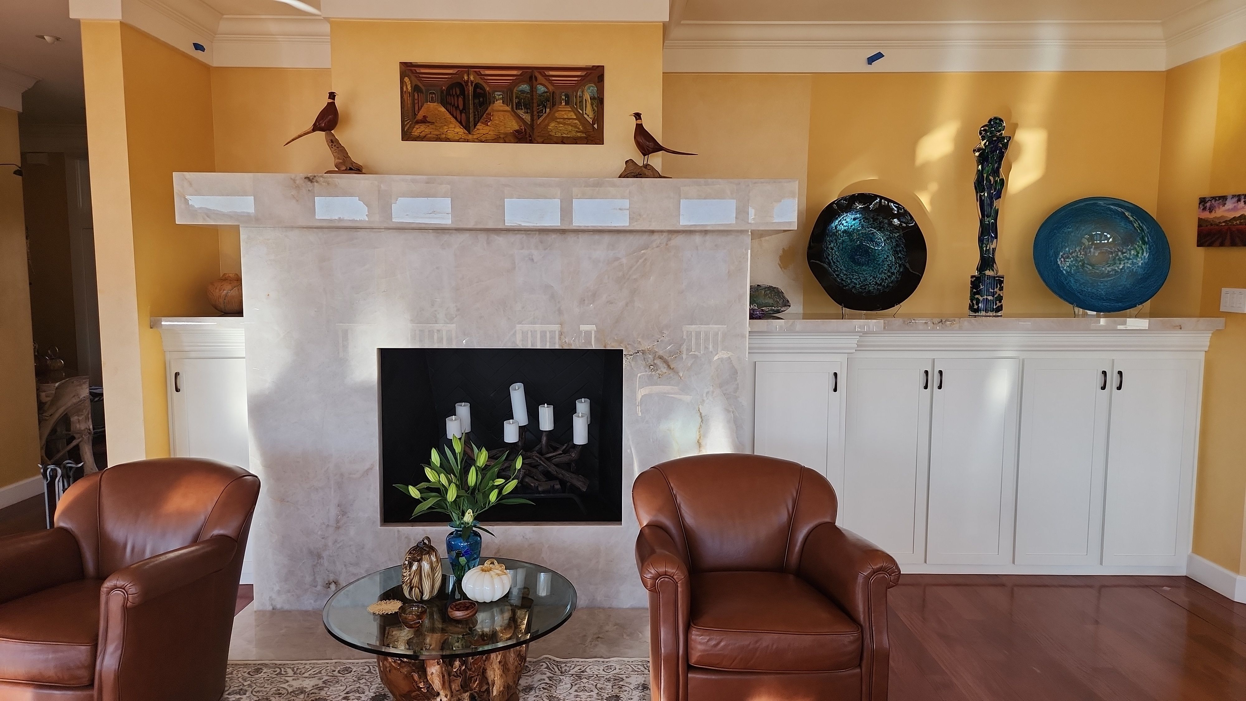 Backlit Stone On A Fireplace by S.Y. Electric Inc.