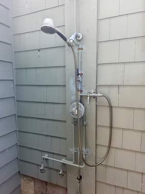 Outdoor Shower Repair and Steam Line Cap — Marblehead MA