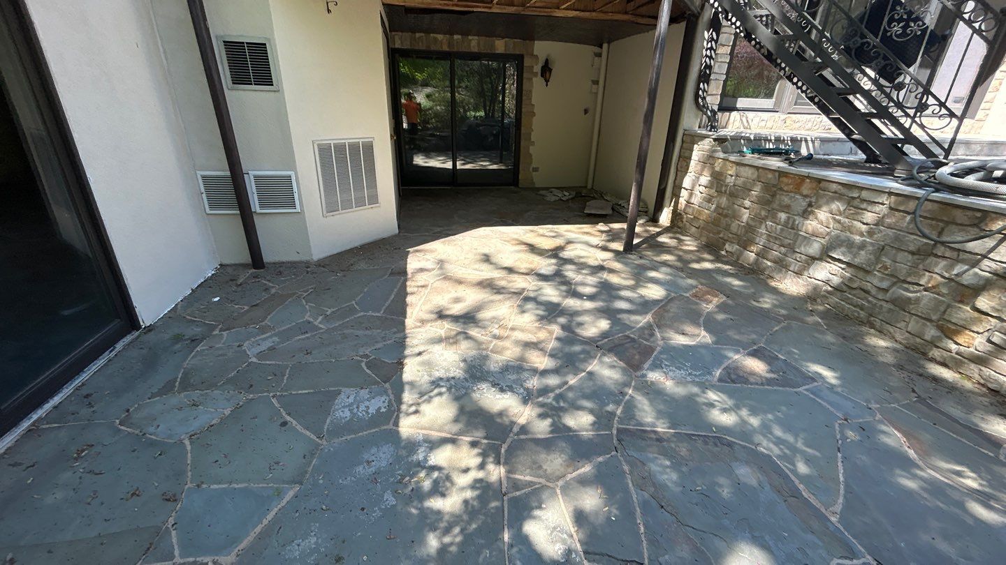 natural stone using Algaecide, soft wash soap by Northern Power Washing LLC.