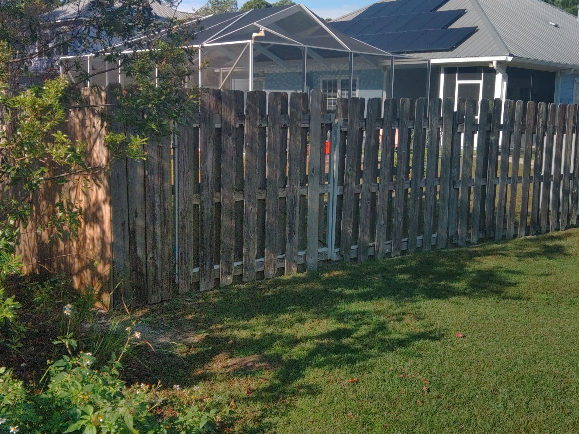 6' WOOD PRIVACY WITH 14' DOUBLE DRIVE GATE using PRESSURE TREATED PINE by Hip Square Fence Inc.