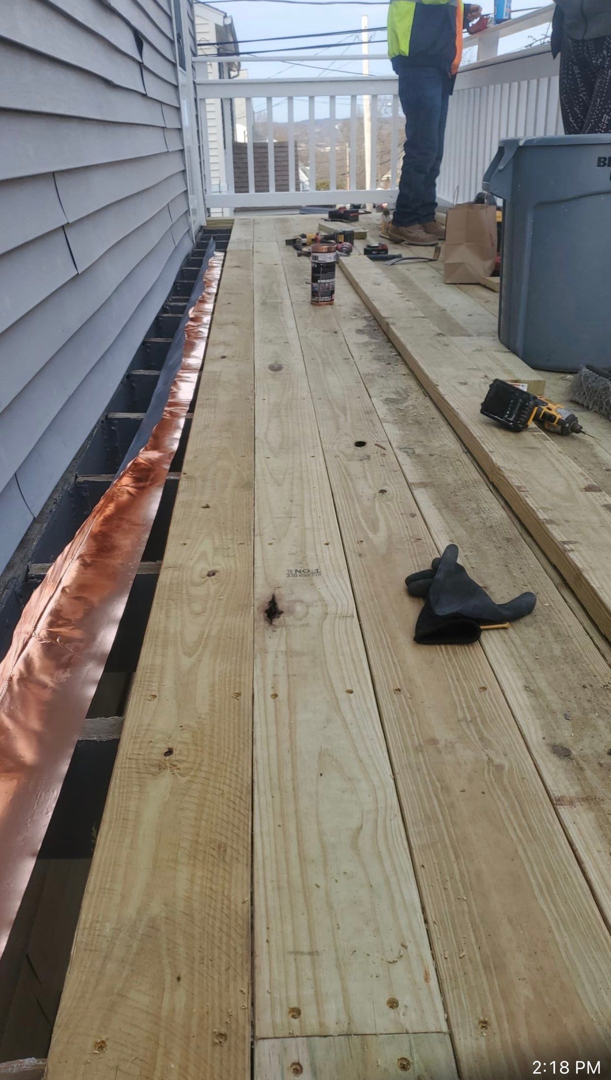 Deck Installation using Pressure treated railing by A Plus Exterior