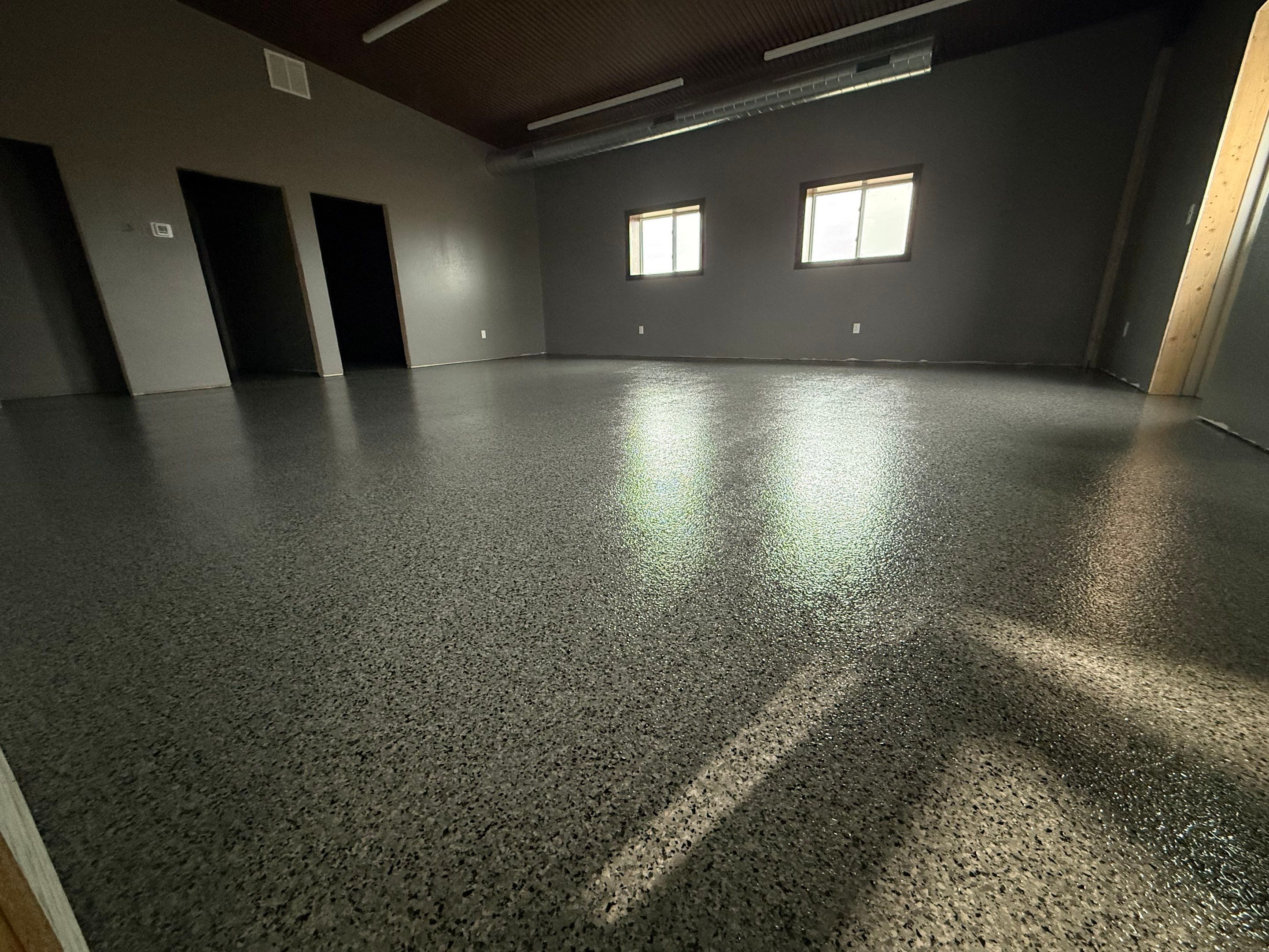 Nightfall Flake Floor Coating Installation in Draper by Select Painting, Coatings & Garage Cabinets