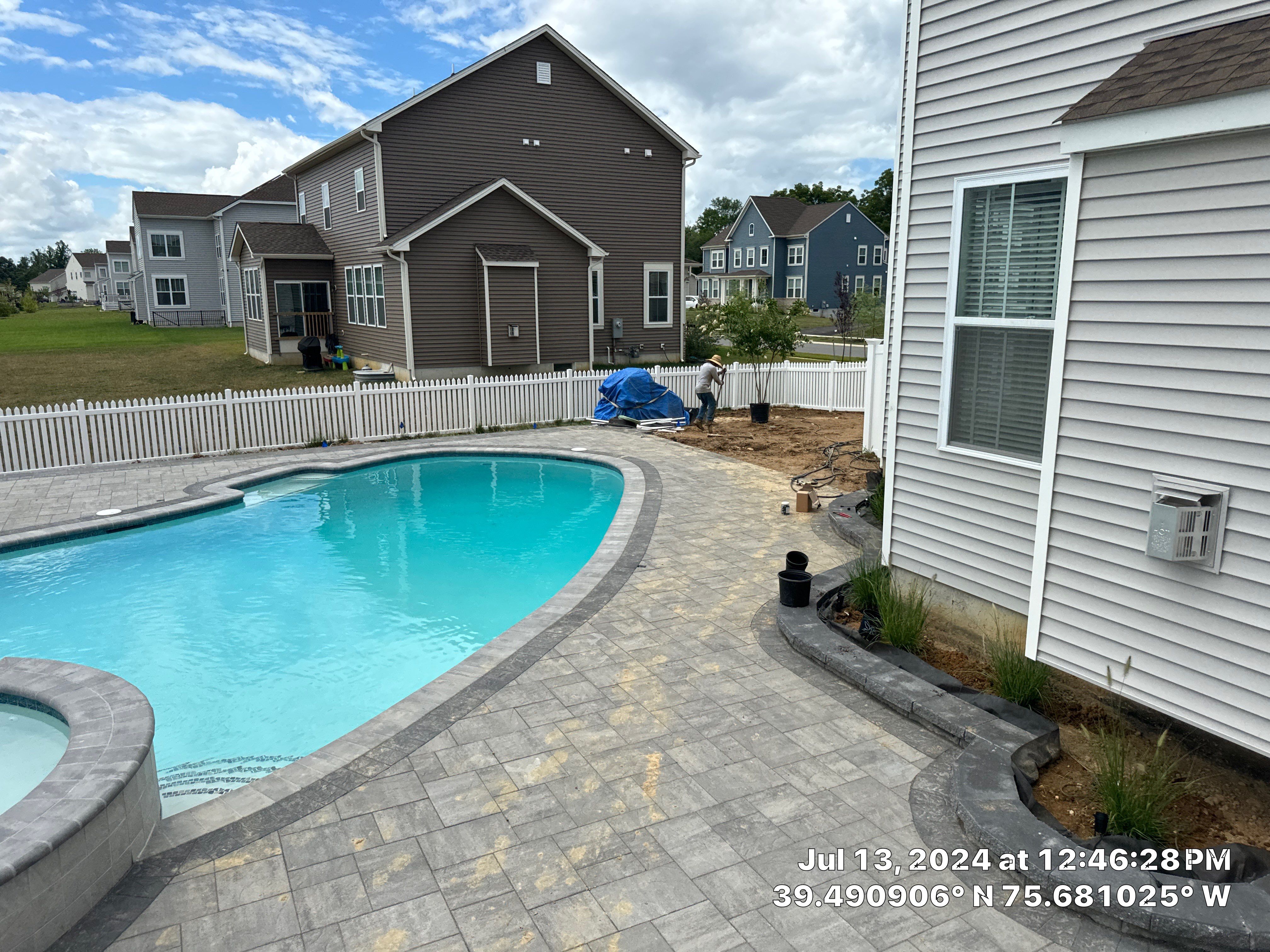 Pool and Hardscape Design in Delaware | Belgard Paver Patio & Outdoor Living Space by Studio G Indoor Spaces & Outdoor Living