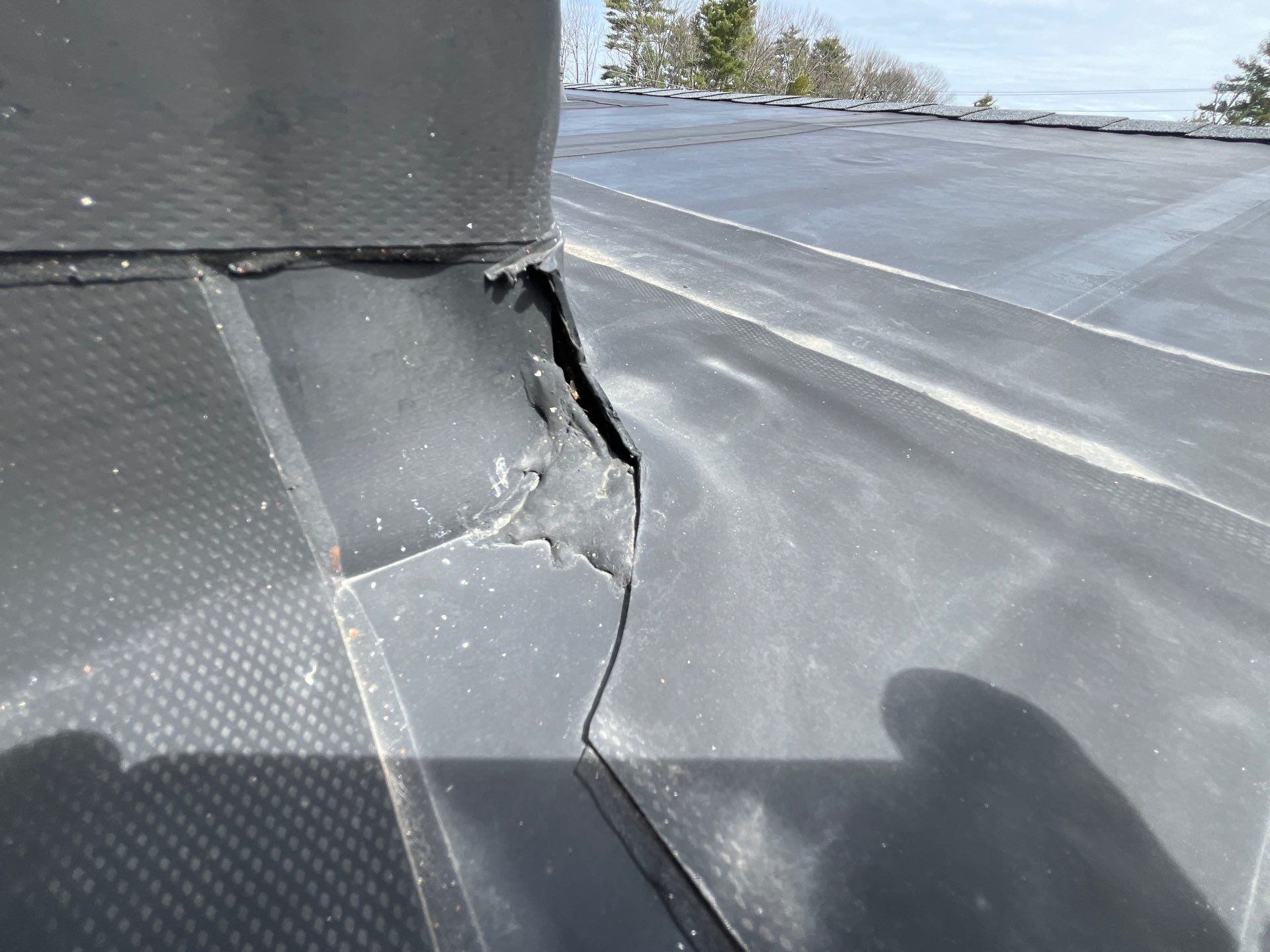 Rubber Roof Repair W/Chimney Reflash by Tall pine roofing