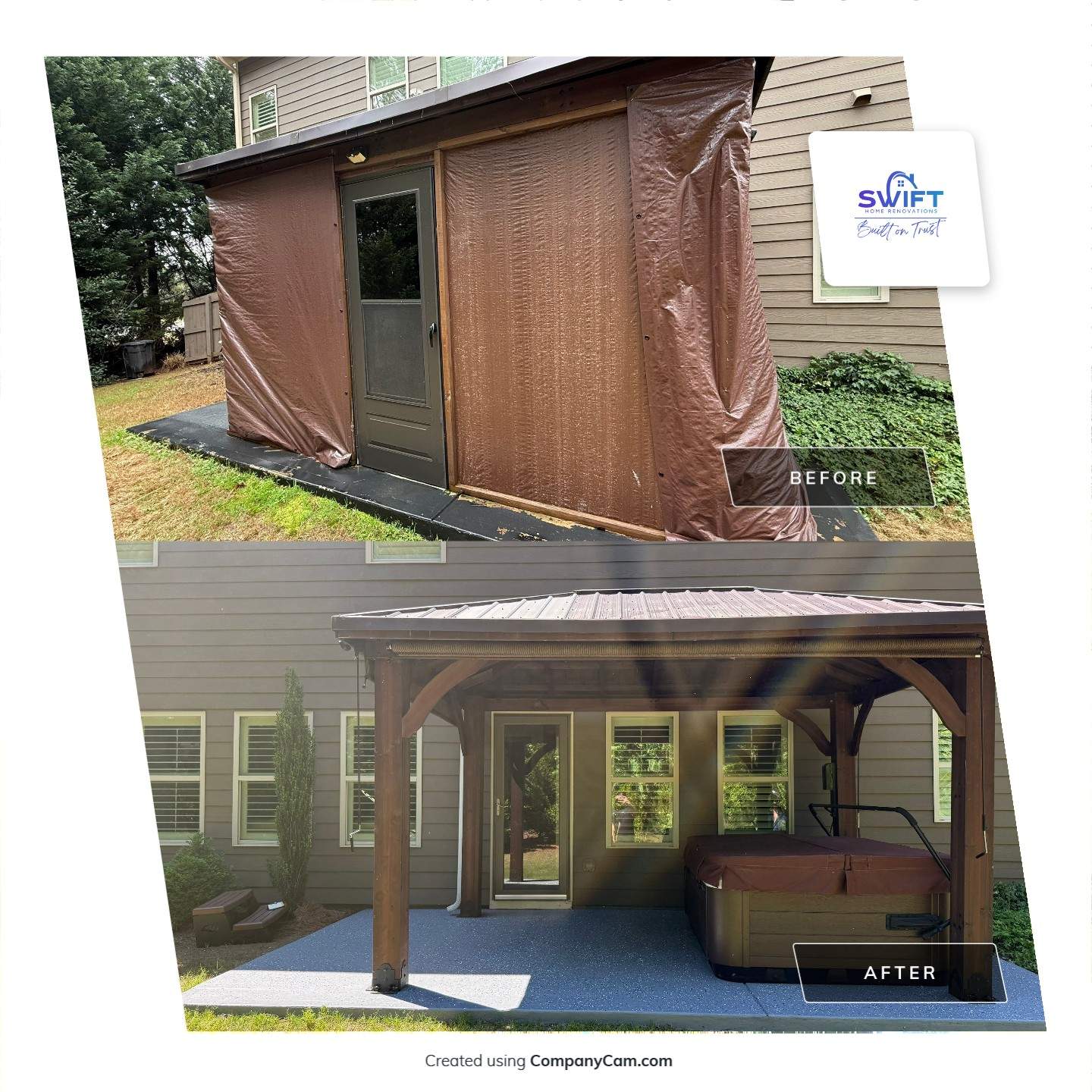 Backyard Pavilion Installation and Garage Door Upgrades in Powder Springs by Swift Home Renovations