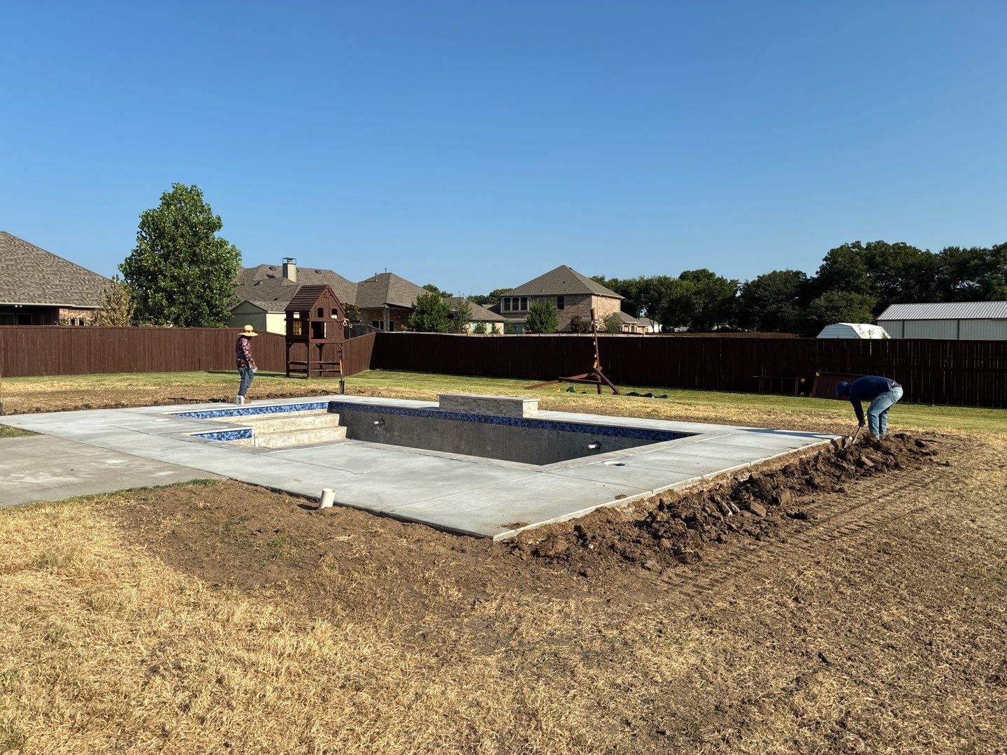 Custom In-Ground Rectangular Pool Installation in Wylie by Hobert Pools