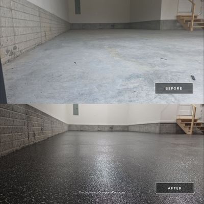 Husker-Style Garage by Revival Concrete Coatings