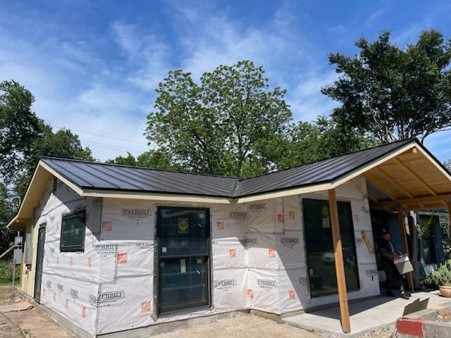 Dark Bronze - L&A Standing Seam with Striations by RoofsOnly.com