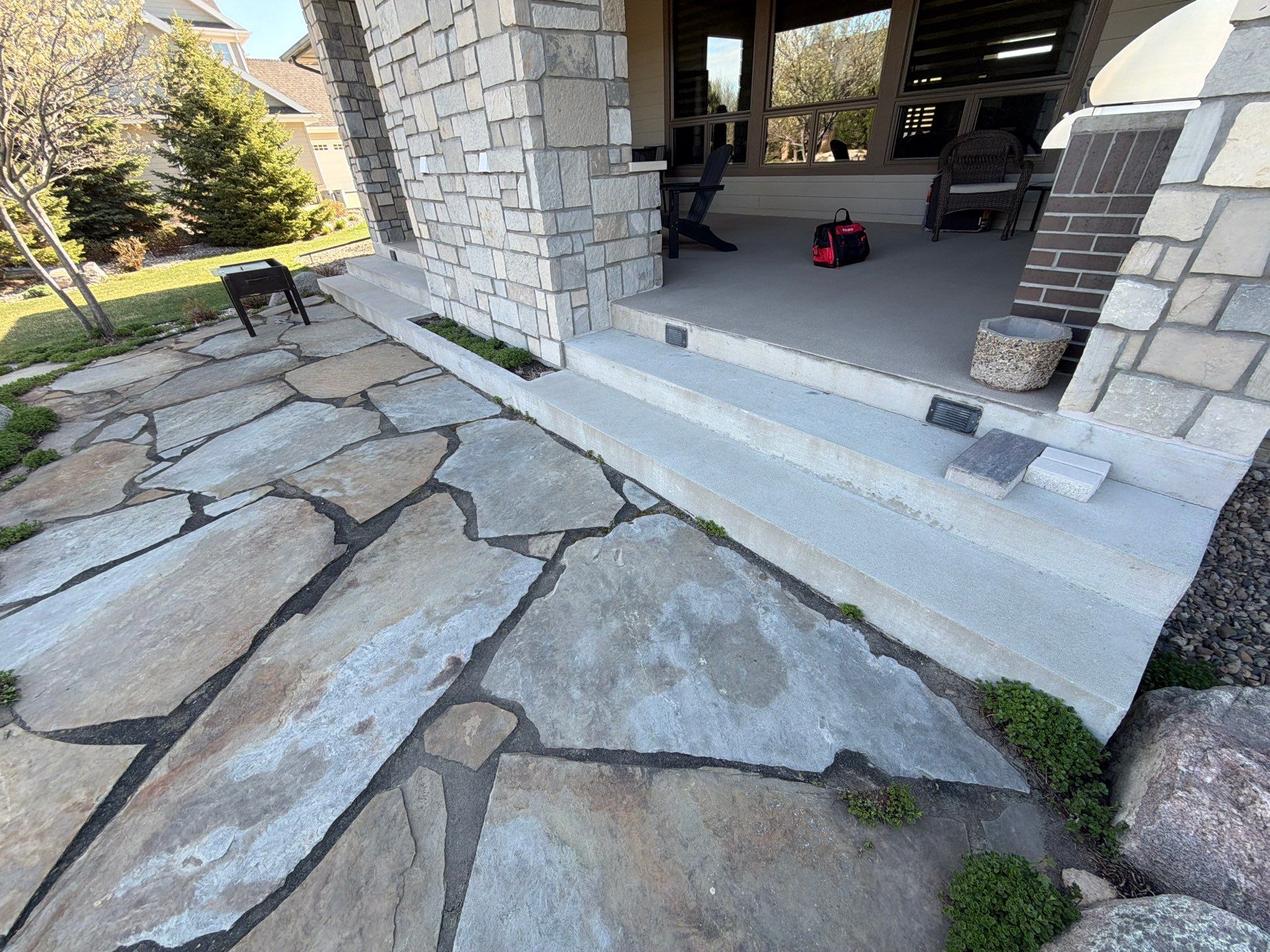 Sioux Falls Patio Concrete Coating and Porch Step Repair by Select Painting, Coatings & Garage Cabinets