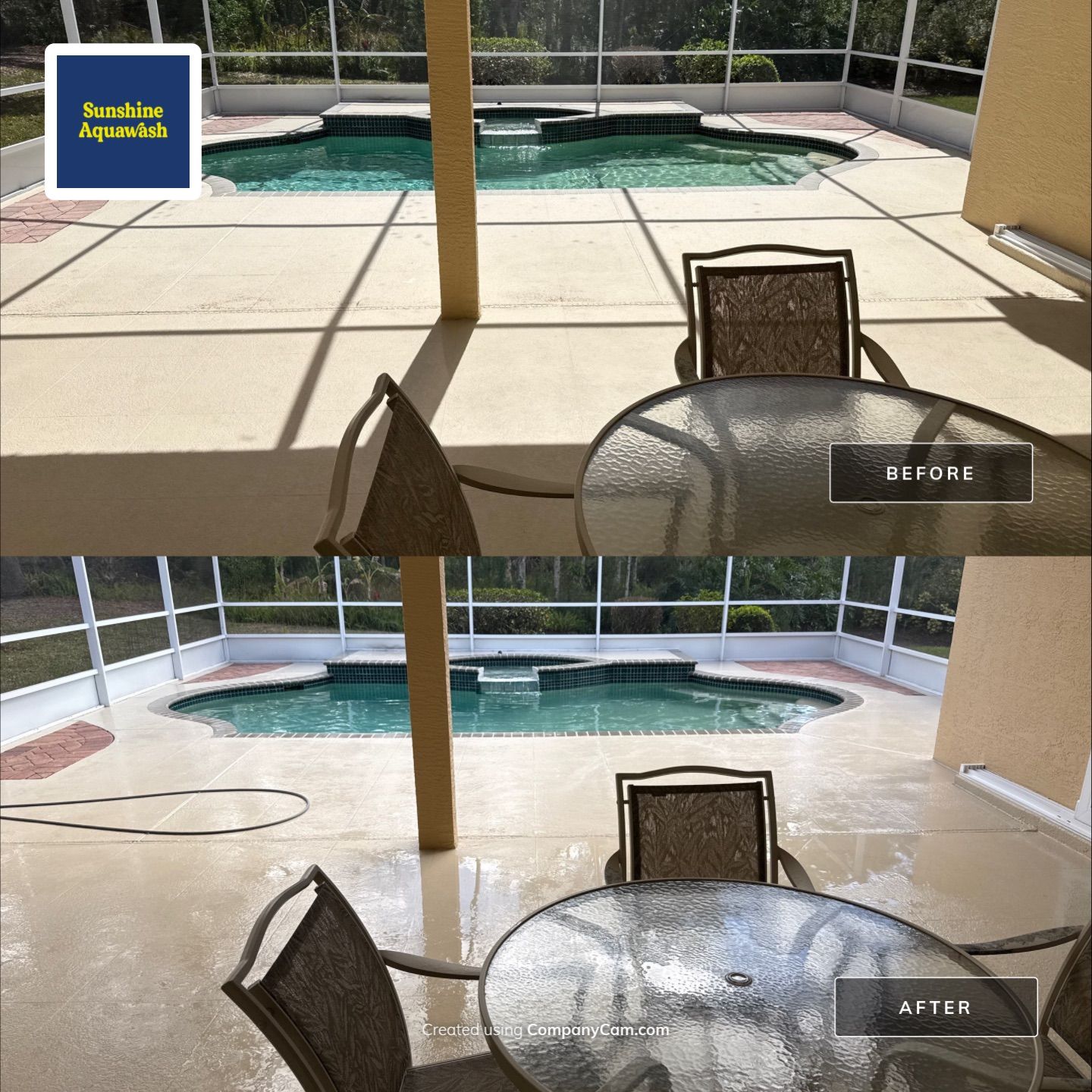 Painted Pool Deck, Pool Cage & Exterior Surface Cleaning in Creekwood – Bradenton, FL by Sunshine AquaWash