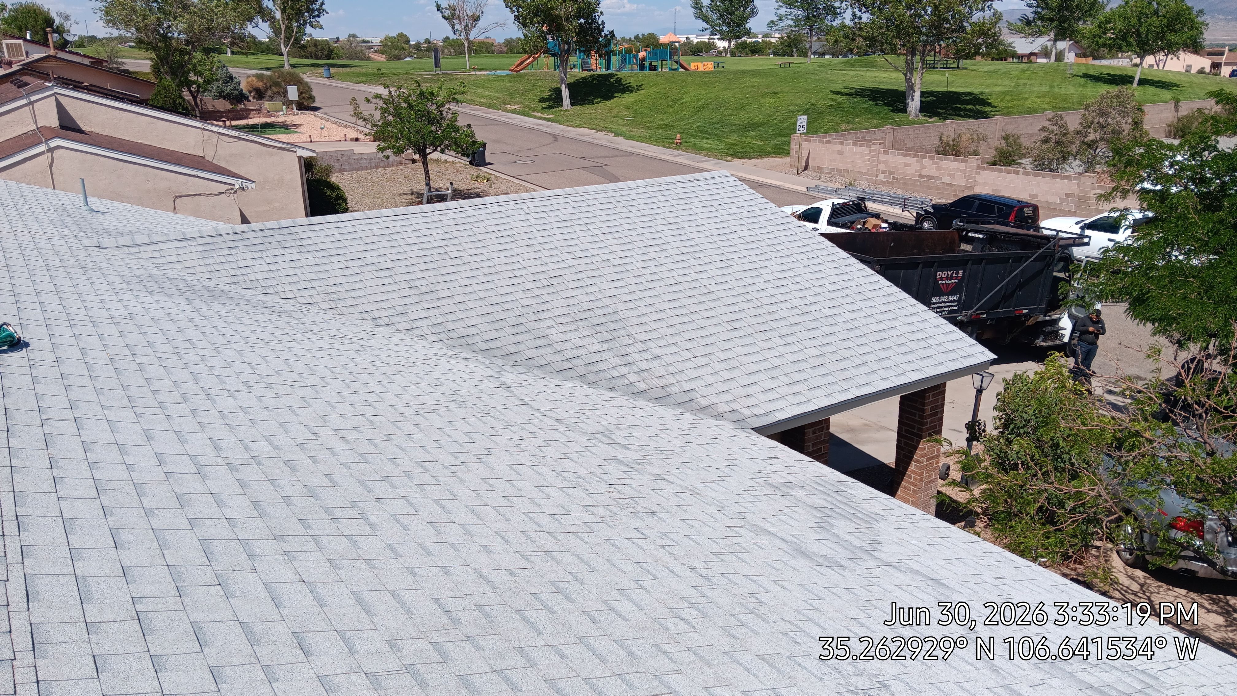 Owens Corning Shasta White Duration Shingle Roof Replacement and Decking Repair in Rio Rancho by Doyle Roof Masters Inc