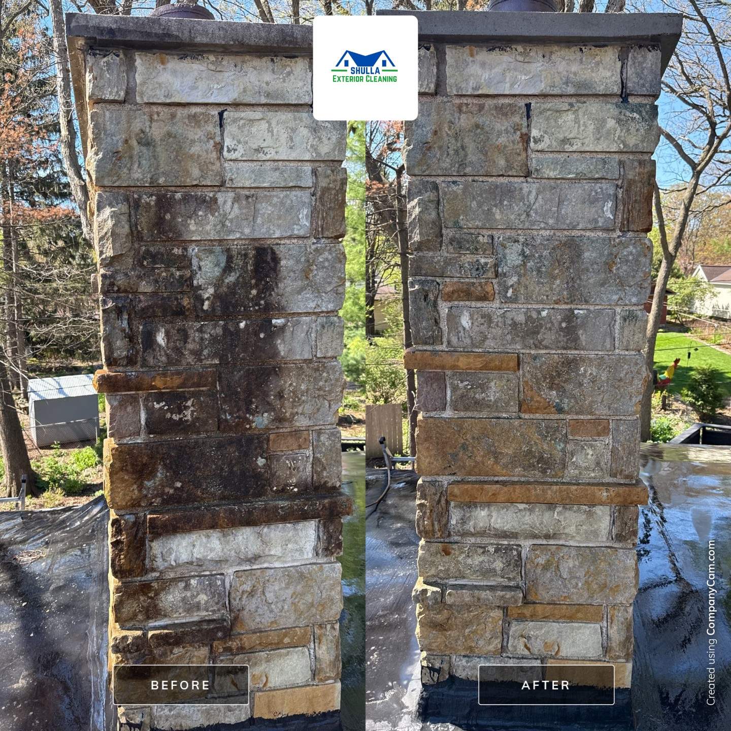 Stone Chimney Cleaning by Shulla Exterior Cleaning