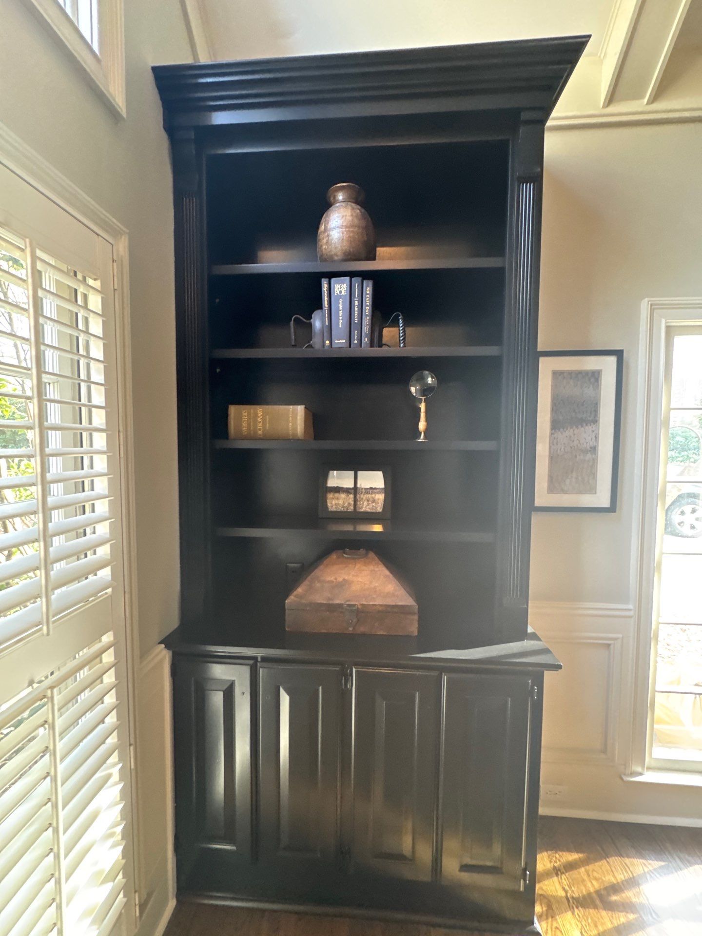 Dark Walnut Hardwood Floor Refinishing and Cabinet Painting in Atlanta by Swift Home Renovations