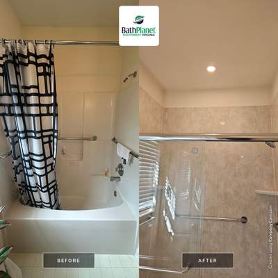 Tub to Shower in Travertine