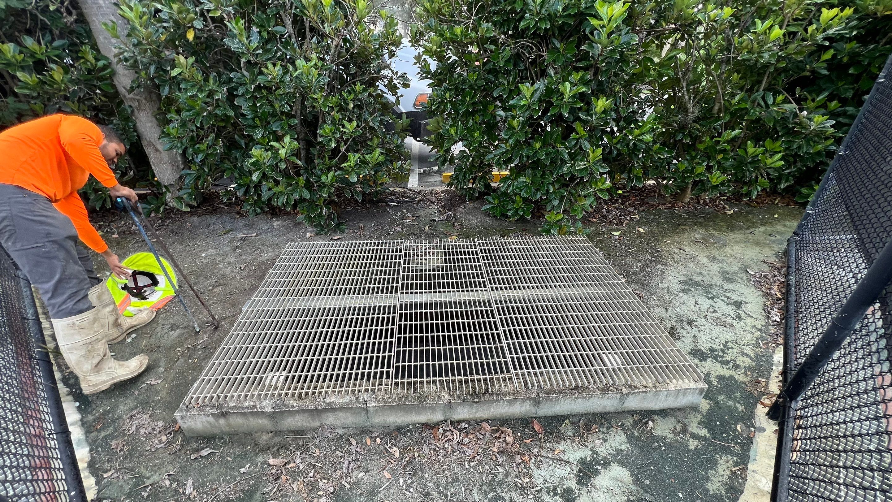 Cleaning Tennis Court Catch Basins by Don Mar, Inc. Storm Water Solutions