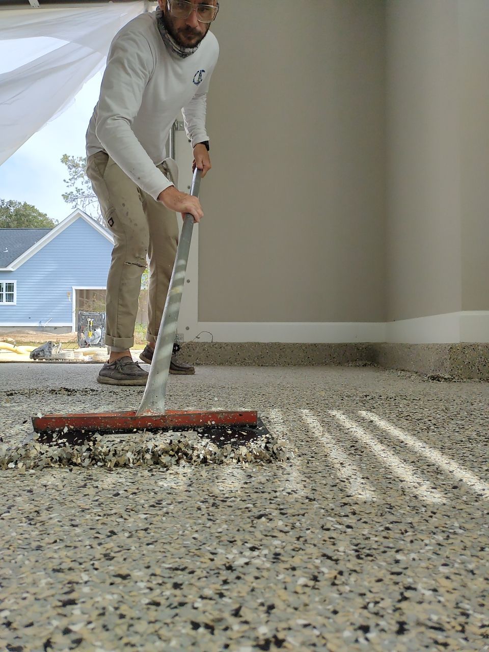 Mediterranean Car Garage! by Deese Elite Concrete Coatings