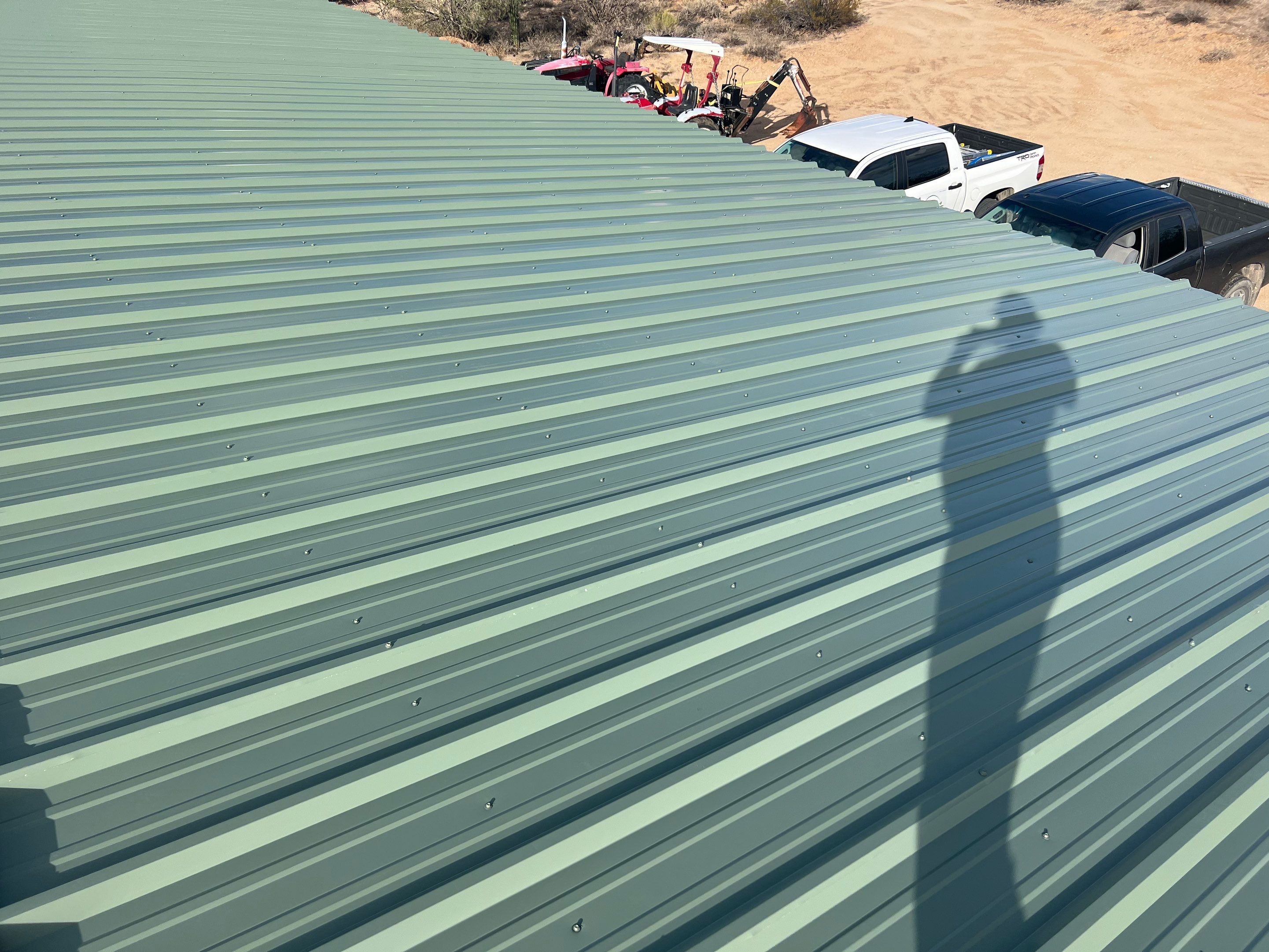 Sage Green Exposed Fastener by Reimagine Roofing
