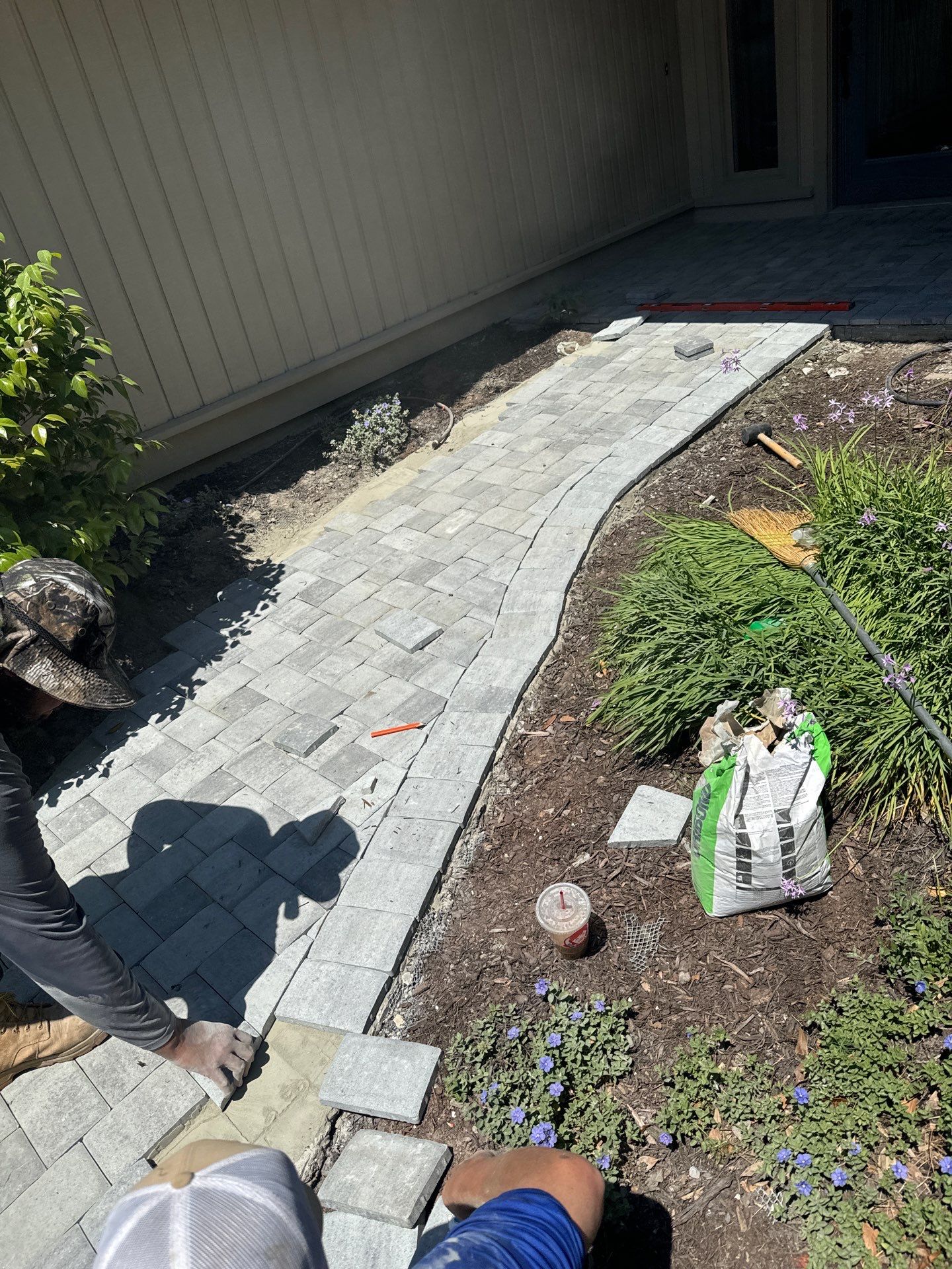 Custom Herringbone Paver Walkway and Entryway in Hilton Head Island by Lowcountry Scapes, LLC