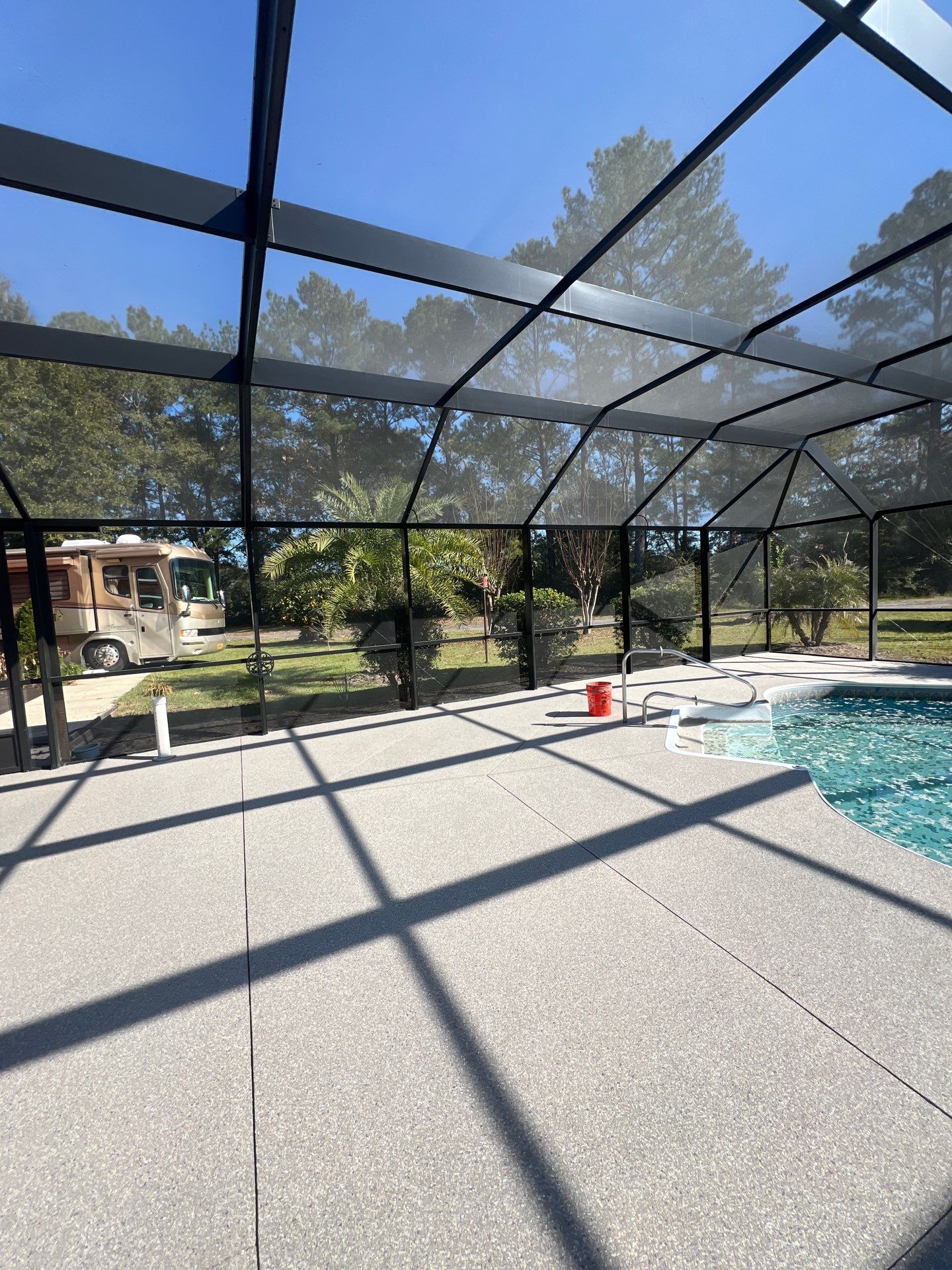 Make your backyard your very own PARADISE 🌴 by Deese Elite Concrete Coatings
