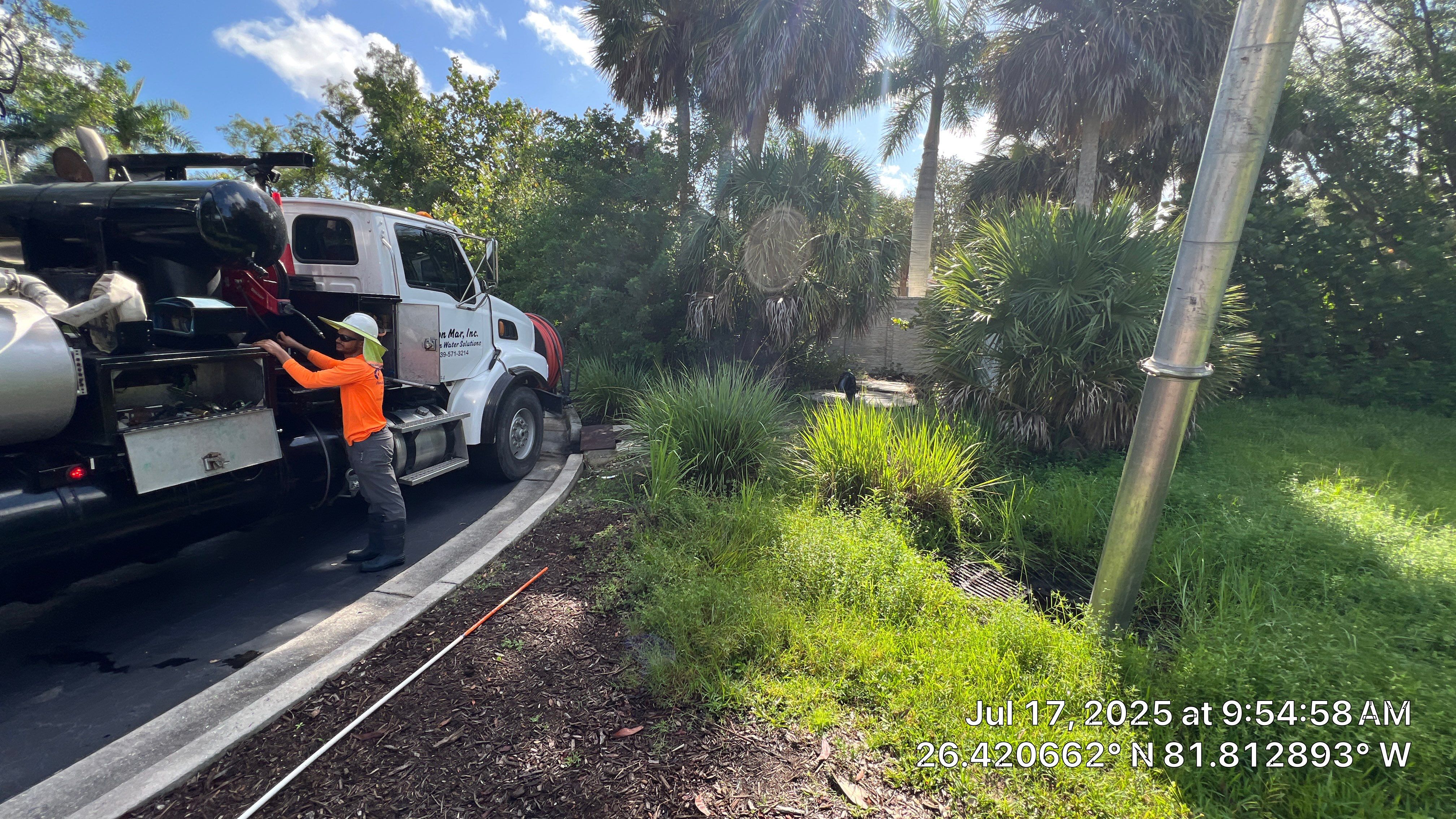 Catch Basin Cleaning with 1 Tom Plumber in Estero by APS Power & Water