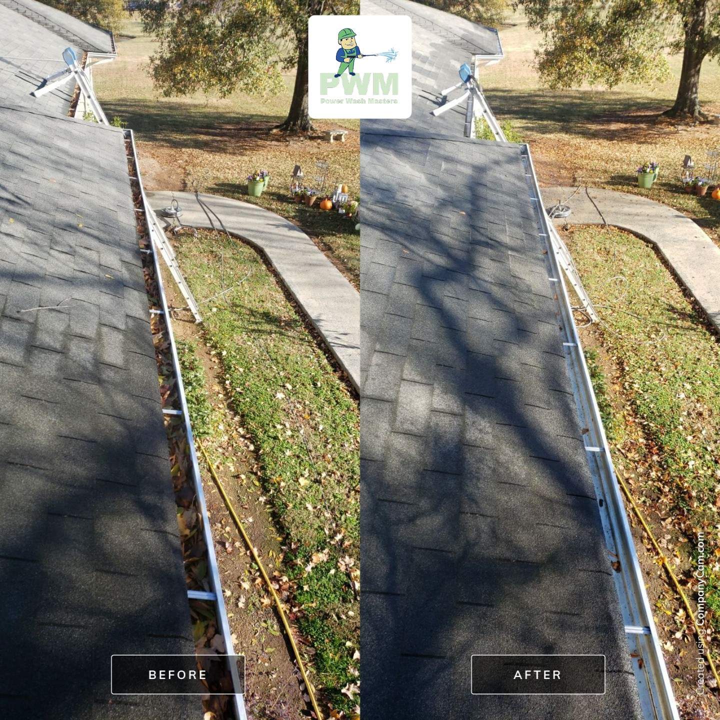 gutter cleaning and house wash and gutter guard installation by Power Wash Masters LLC
