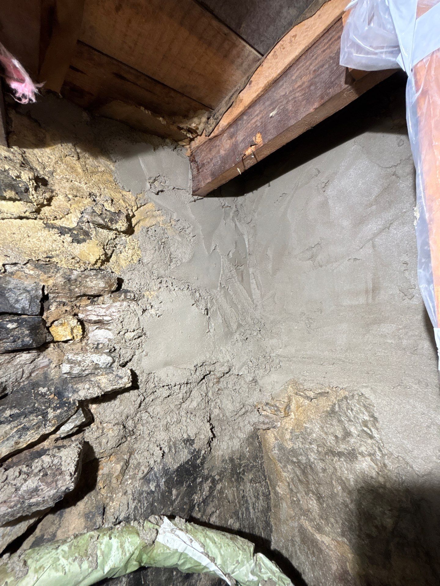 Parge Coating Drew's Stone Foundation by Waterproofing Northeast