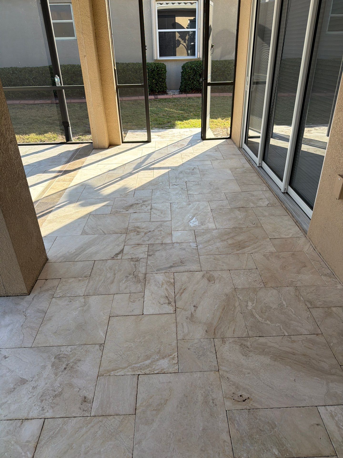 Travertine Paver Sealing Project in Sun City Center by Supreme Paver Experts