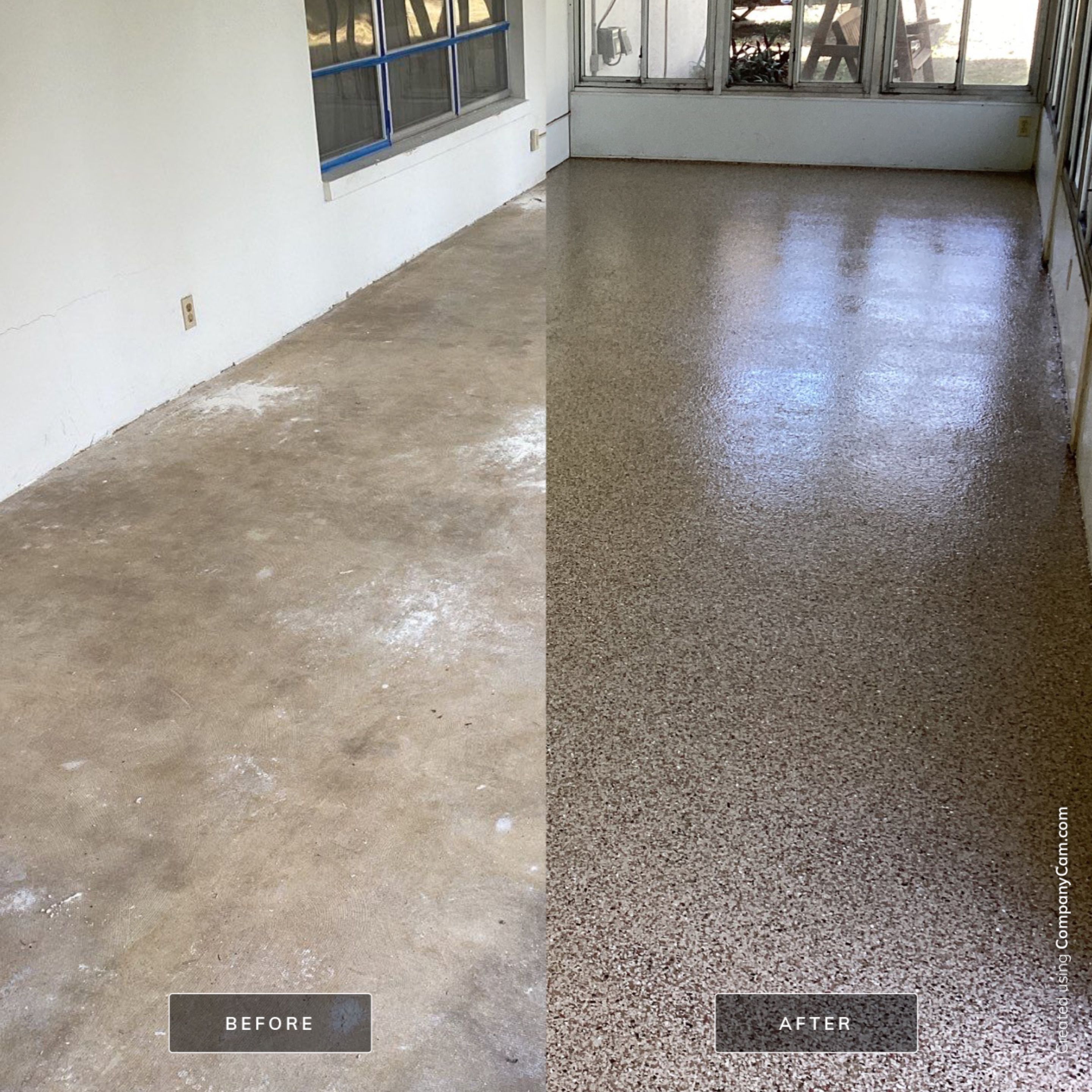 Patio using Pebble Beach by Amvet concrete coatings llc