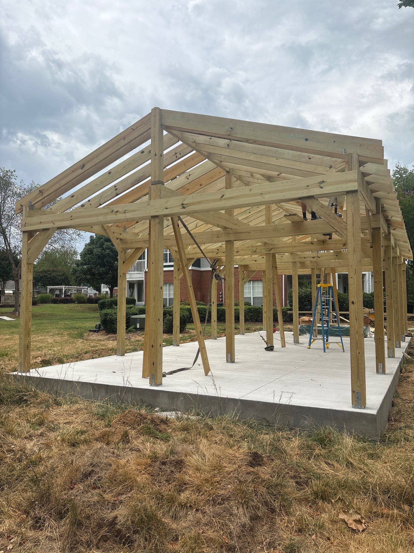 Custom Timber Frame Pavilion for Cluster Mailbox Units in Raleigh by Billy Weatherspoon Contractor