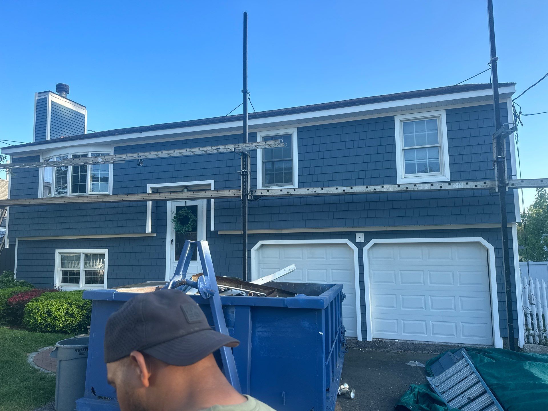 Siding Installation using Certainteed Cedar Impressions Straight Edge Perfection Shingles - D7 - Pacific Blue by A Plus Exterior