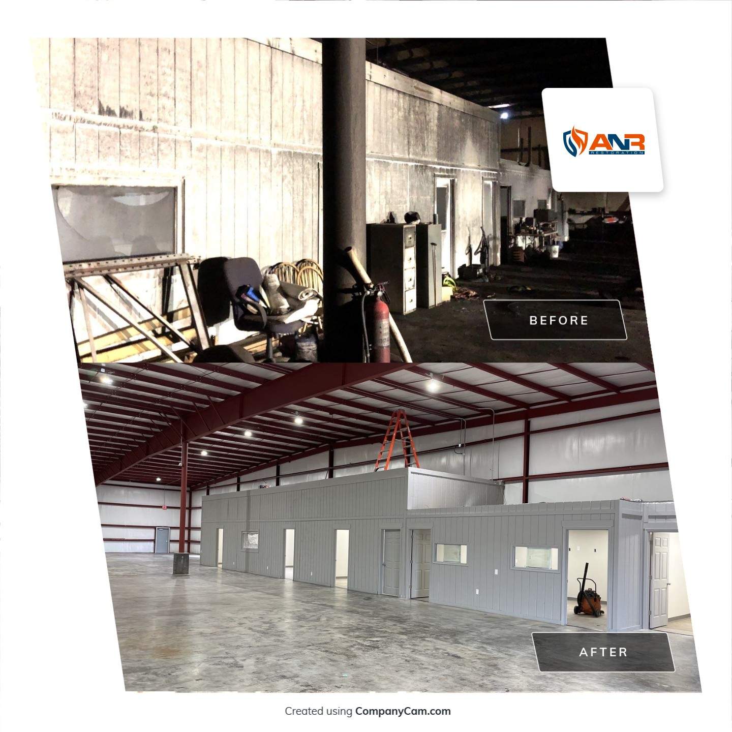 Fire Damage Restoration/Rebuild in Warehouse Salem, IN by ANR Restoration