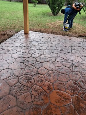 Stamped Concrete & Custom Pergola Build
