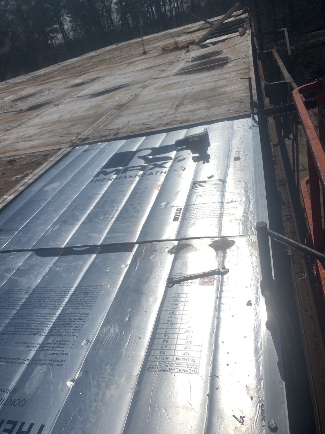 Commercial Roofing Installation using Aluminum Roofing panels by Hostetler Roofing