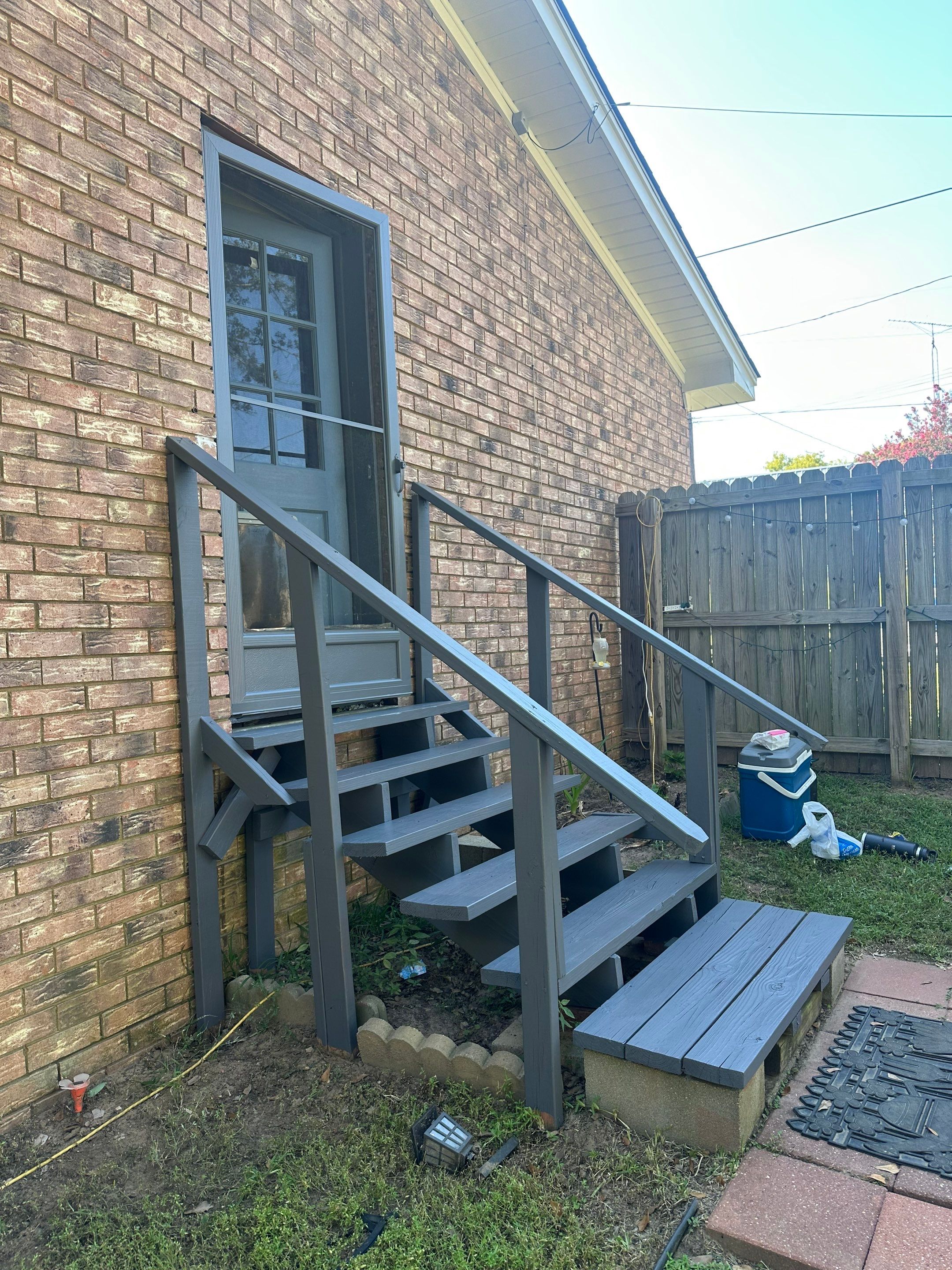 Exterior Painting in Arp, TX | Doors & Door Steps in Dark Gray by Quality Coats Painting