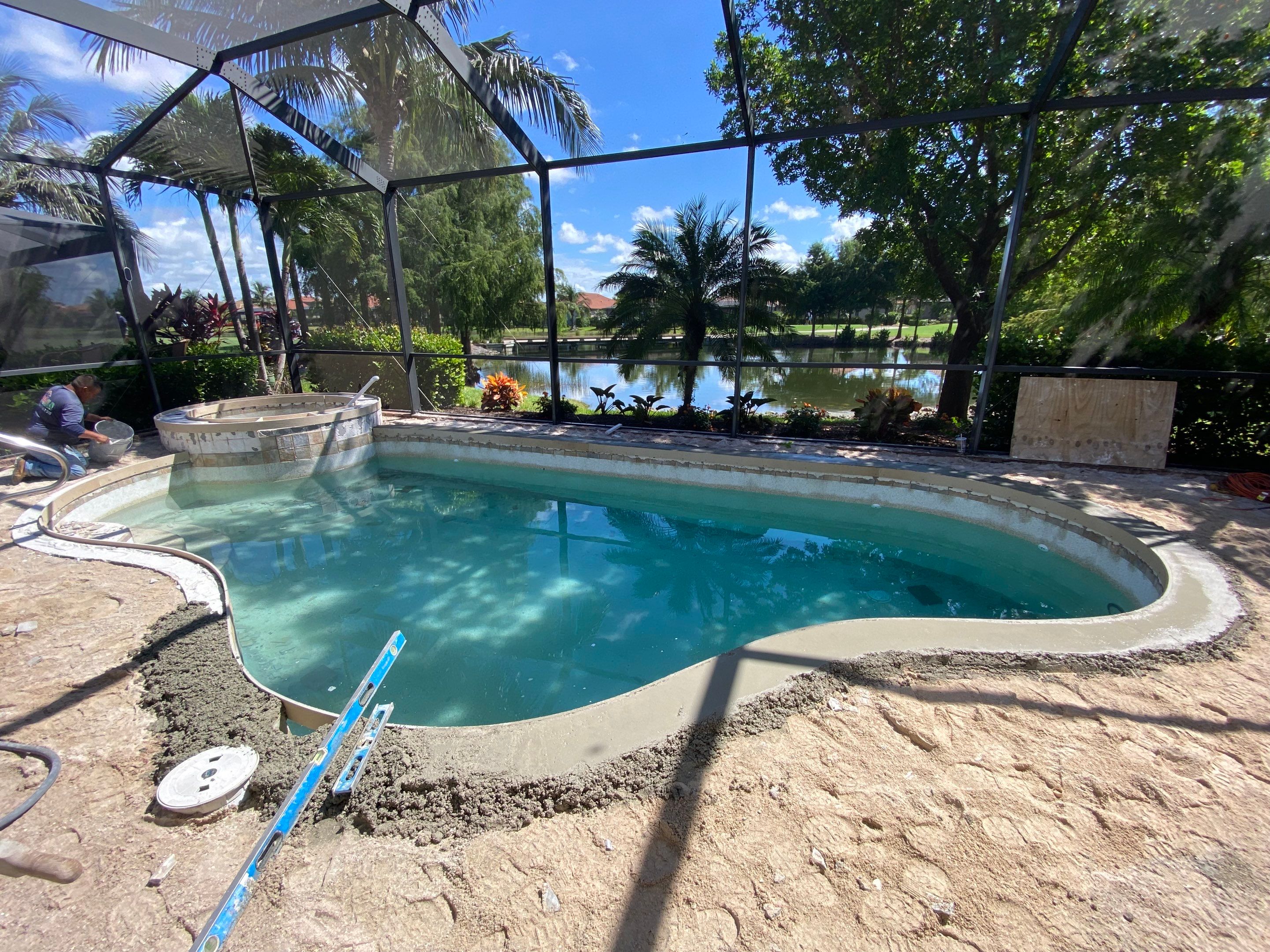 Textured Marble Pool Deck - Bonita National Golf & Country Club by Old Town Pavers Llc