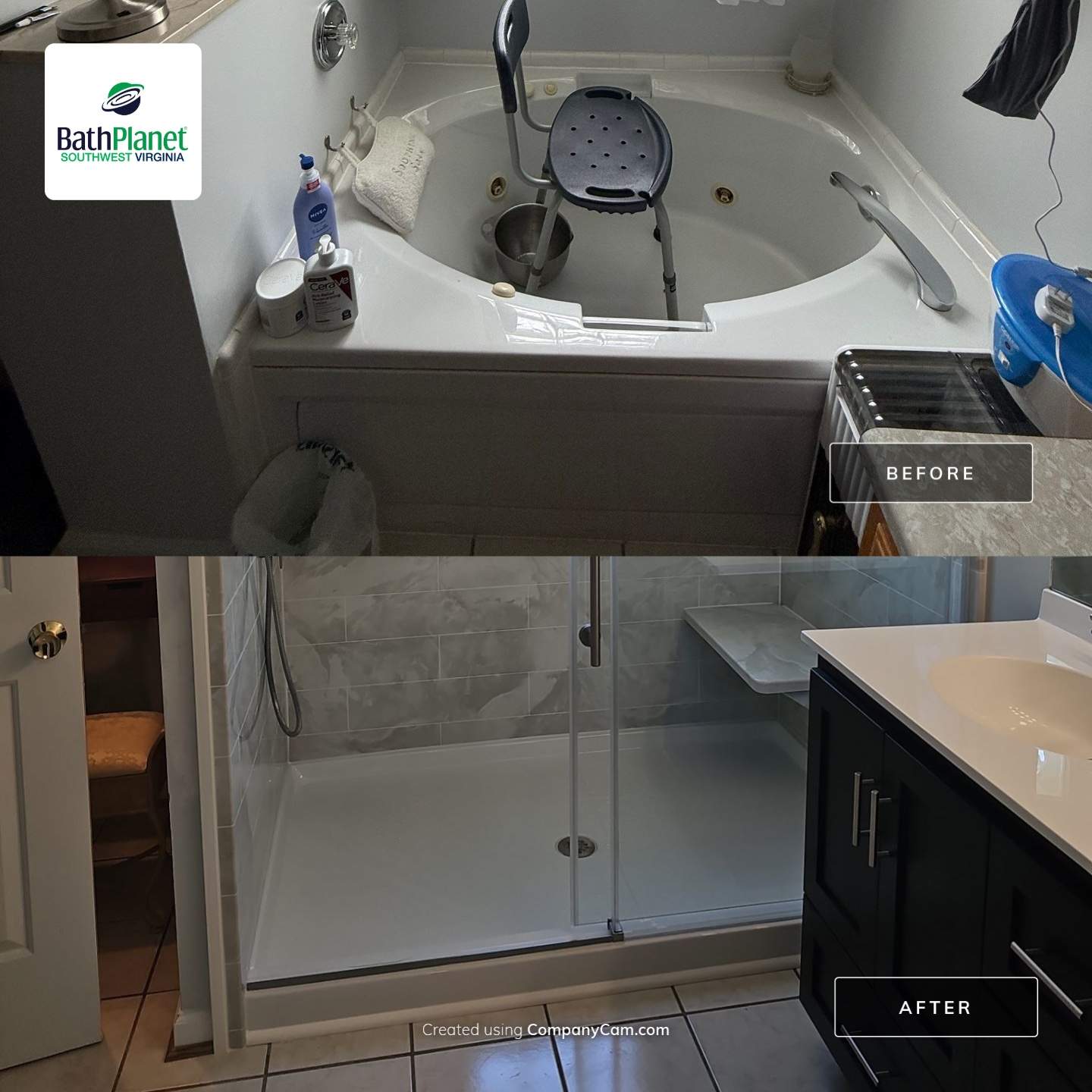 Tub to Shower Remodel by BathPlanet SW Virginia