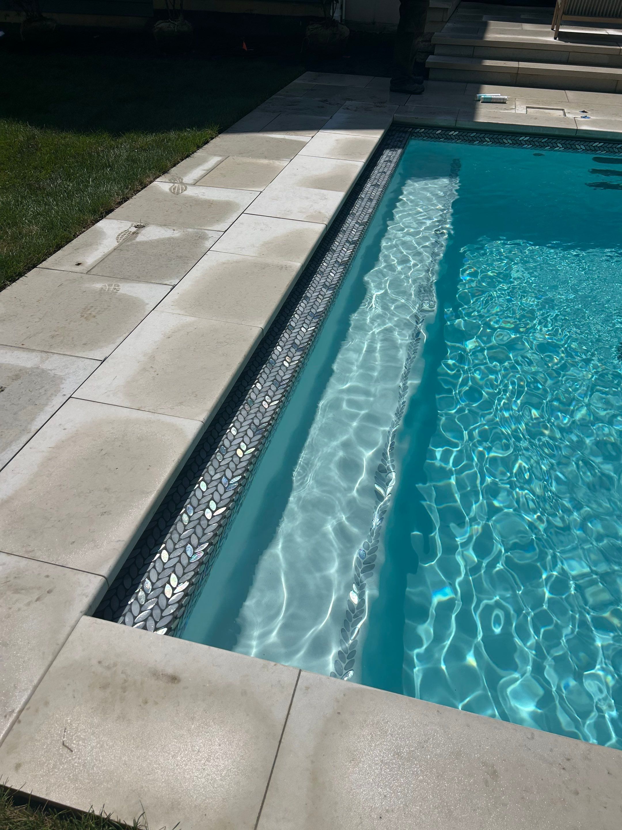 Artic White with Italian Tile by North Shore Pool & Spa