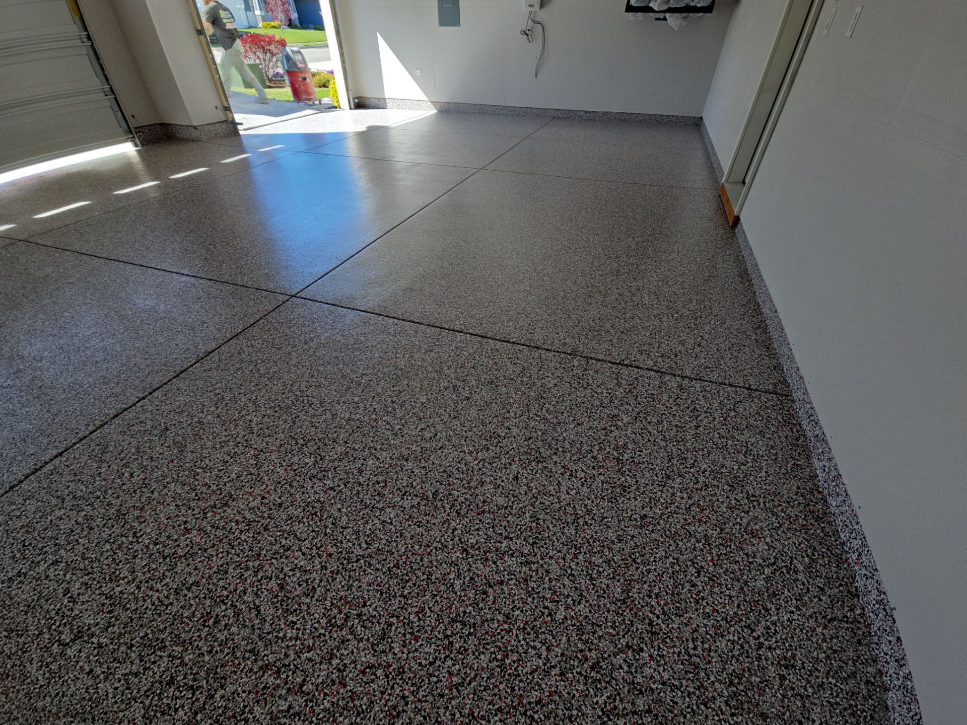 Garage Transformation using Domino w/ 5% Cherry Bomb Red  by Croc Coatings, LLC