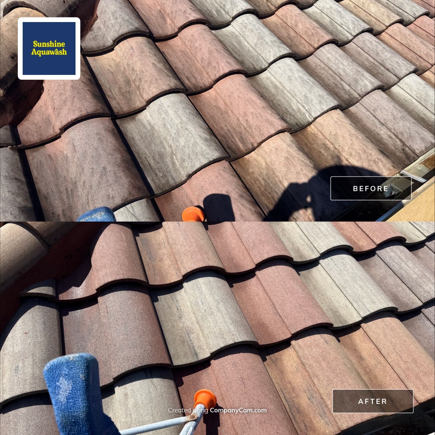 This project focused on a full gutter clean-out to restore proper water flow and prevent overflow issues.  Our scope of work included: 	•	Removing heavy leaf and pollen buildup from the gutter system 	•	Clearing out clogged sections along the rear gutters near the pool cage, where debris tends to accumulate more heavily 	•	Inspecting and cleaning the front gutter guards, which had several blocked areas restricting water flow 	•	Ensuring all downspouts and channels were flowing properly after service  Even with gutter guards installed, debris like pollen, shingle grit, and fine organic matter can still build up over time—especially in Florida’s environment. Regular maintenance helps prevent water damage, overflow, and staining on exterior surfaces.  Another thorough job completed by Sunshine AquaWash® – keeping homes protected from top to bottom. by Sunshine AquaWash